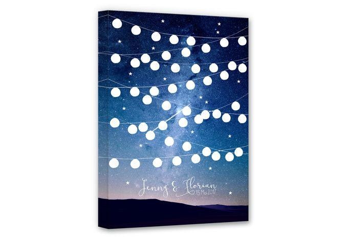 Tableau sur toile Etoiles de nuit + texte au choix