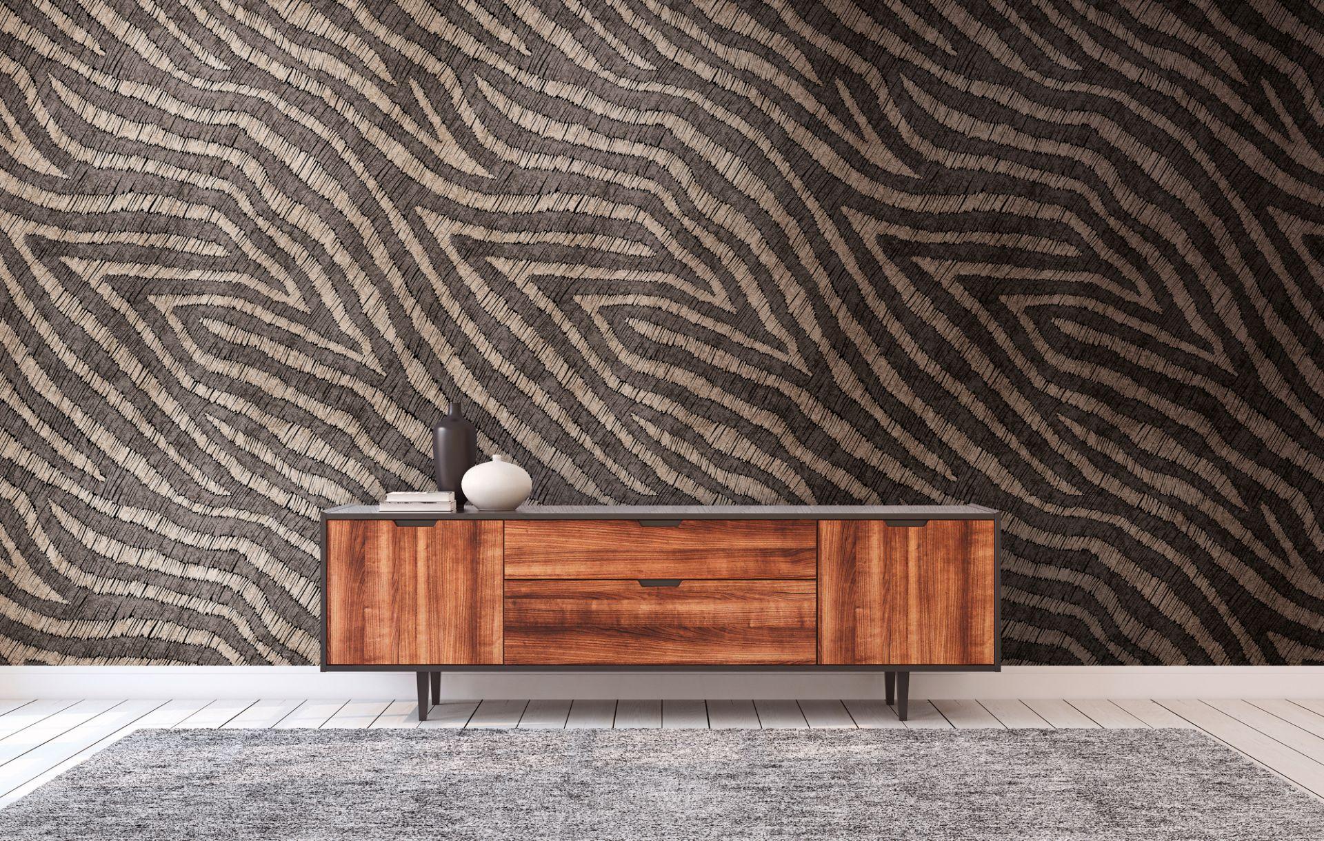tapet zebramønster brun beige - non-woven tapet art Livingwalls - mat og glat