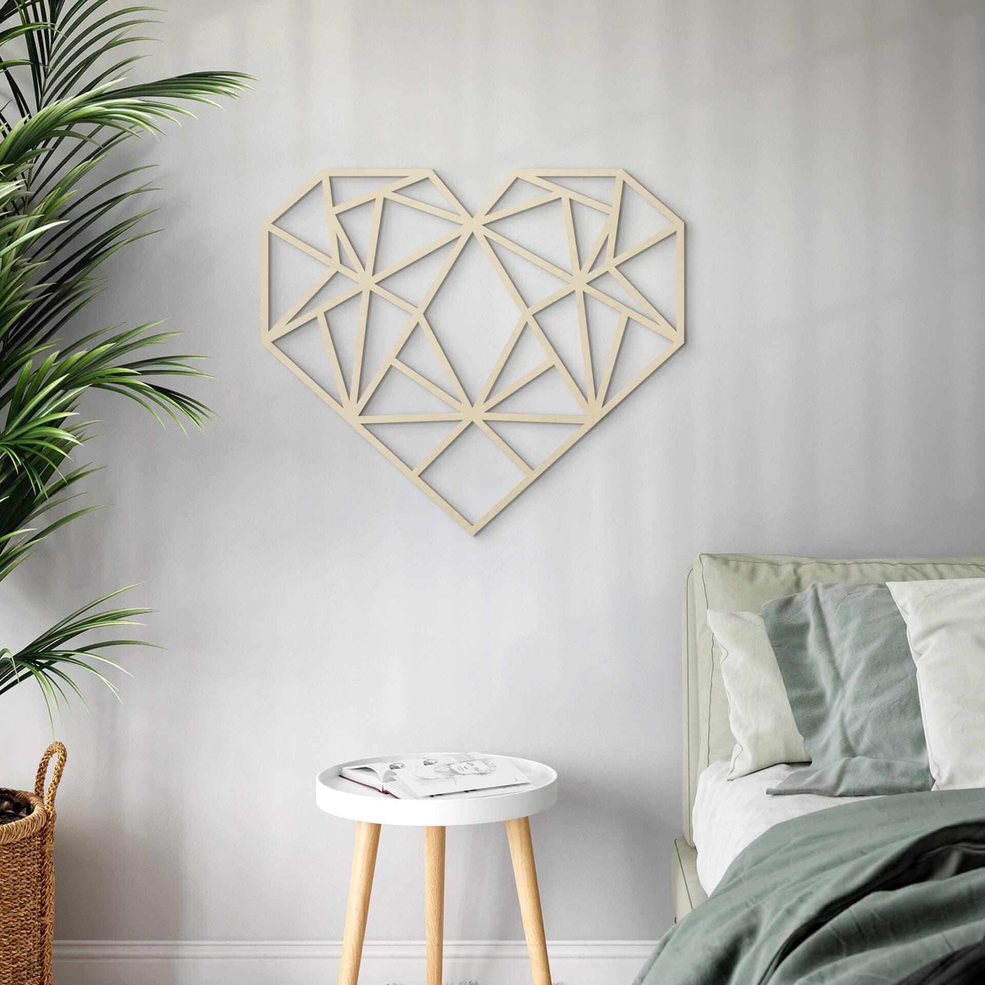 Arte en madera de álamo - Corazón de origami