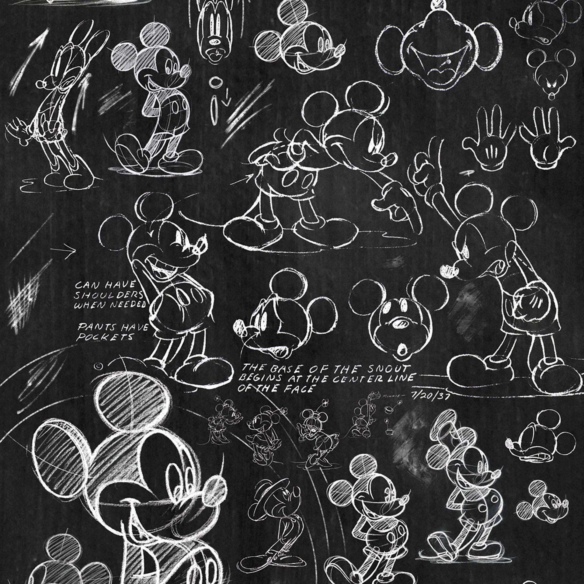 Non-woven tapet - Mickey Chalkboard - 120 x 200 cm