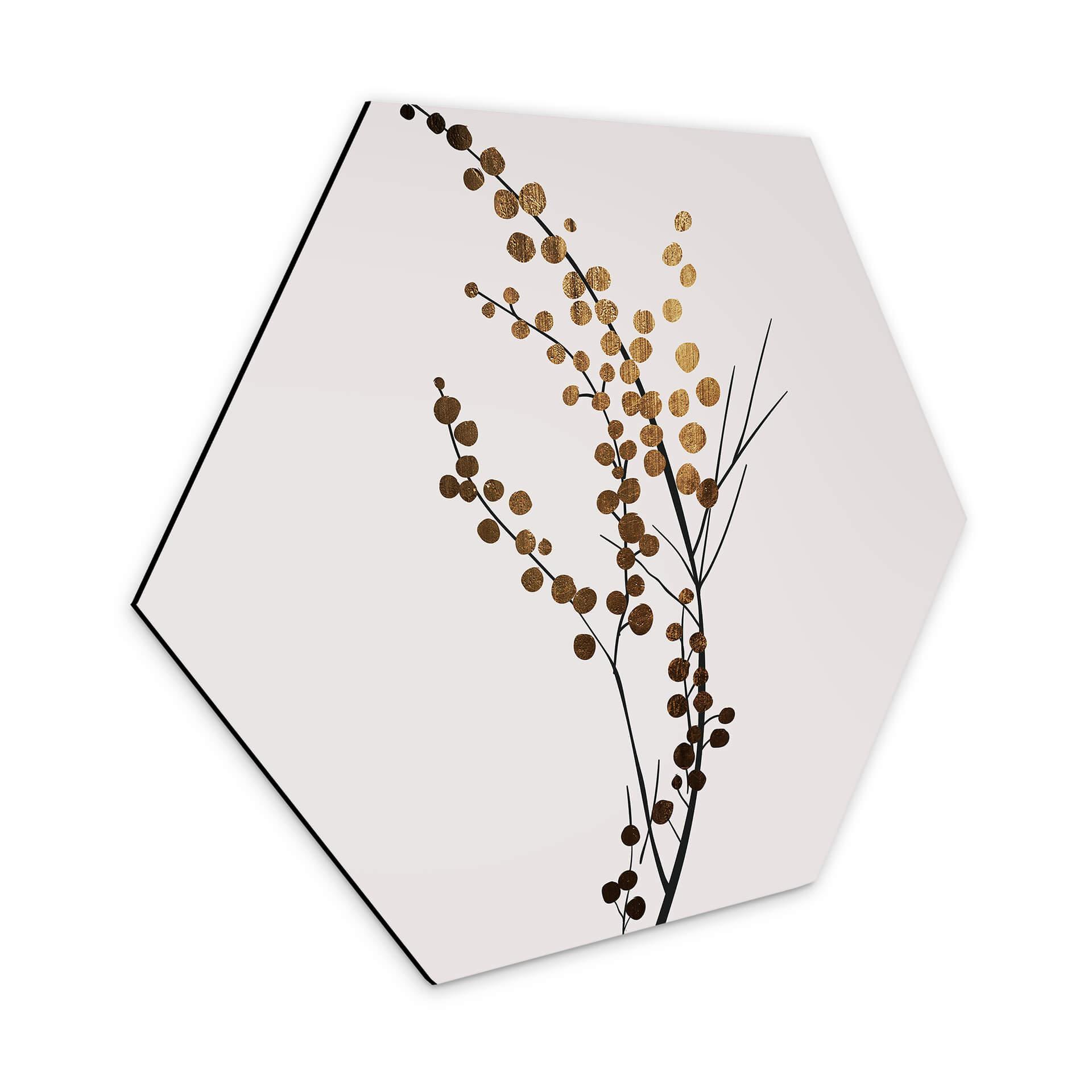 Hexagon Dibond Kubistika - Golden Branch