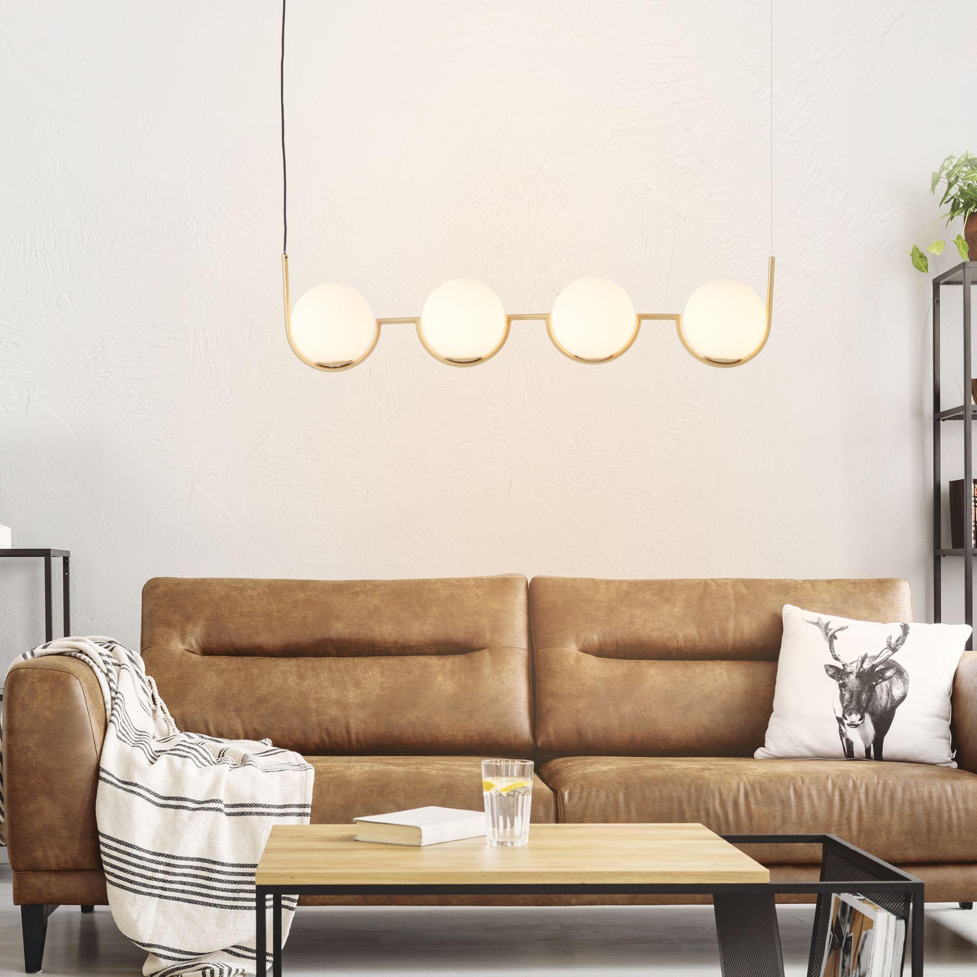 Pendelleuchte Ian, gold, 120 x 107 cm, Glas Lampe