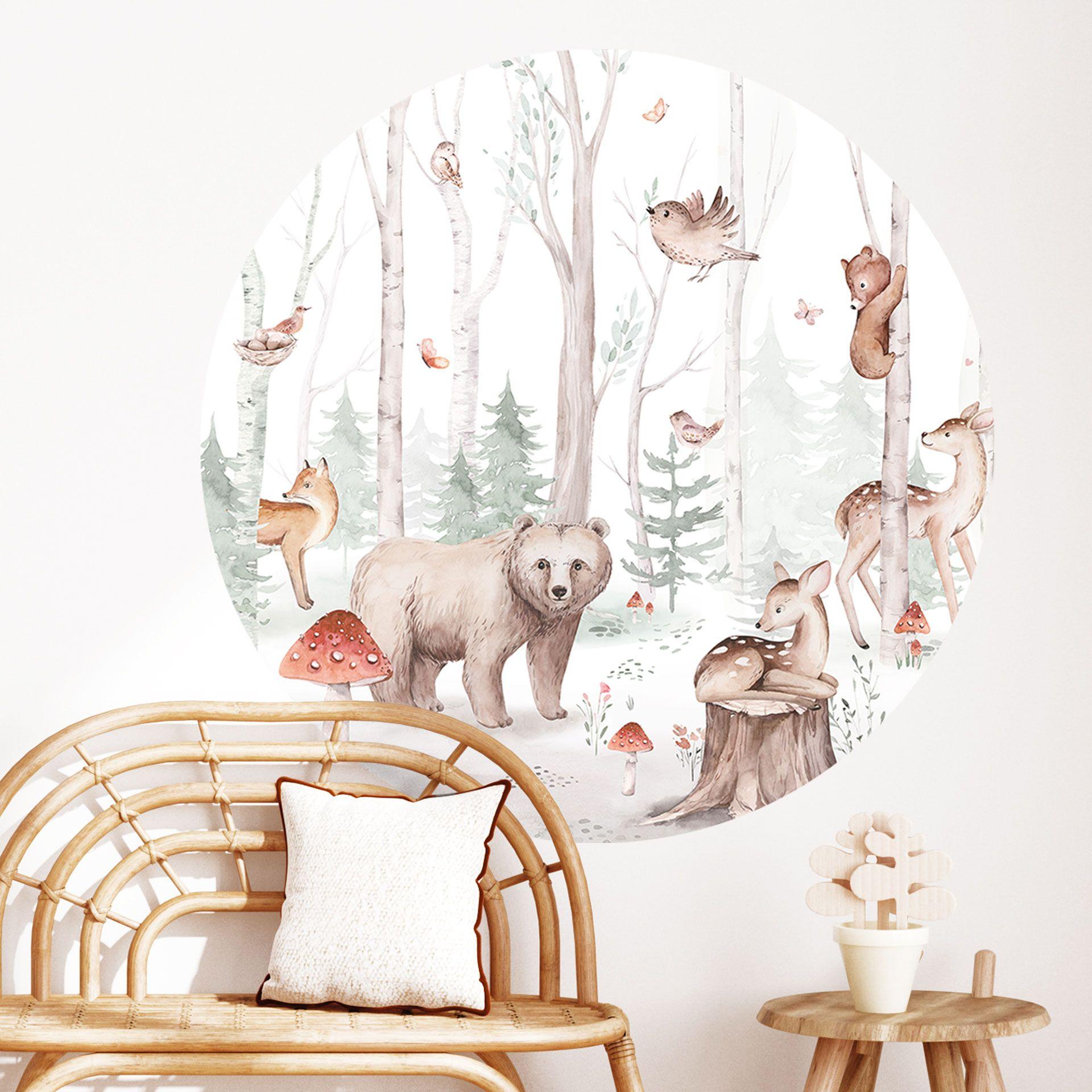 Wallsticker skovens dyr om efteråret - Kvilis - Round