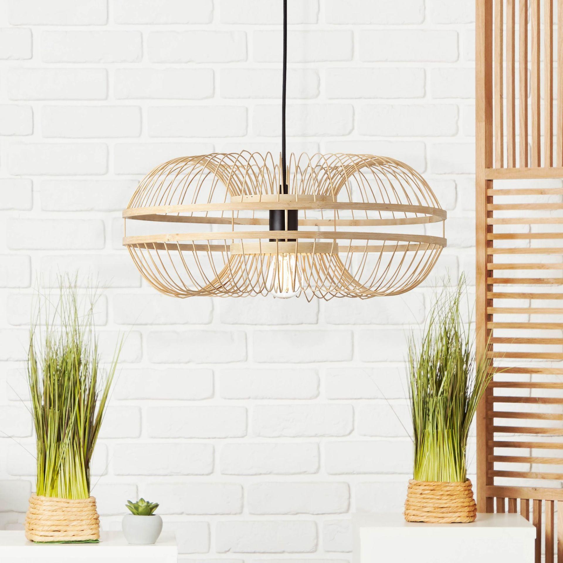 Pendelleuchte Dana, braun, Ø 48 cm, Bambus Pendellampe