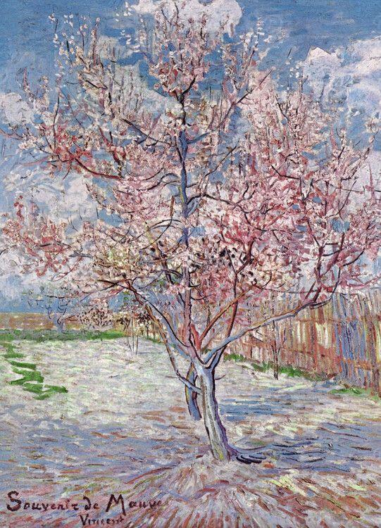 Plakat Souvenir de Mauve - Pink Peach Tree in Blossom, 1888 Kunsttryk, Vincent van Gogh (24 x 30 cm)