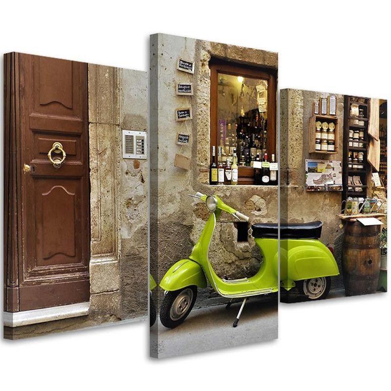 3 stykke lærredstryk, Vespa Toscana Italien