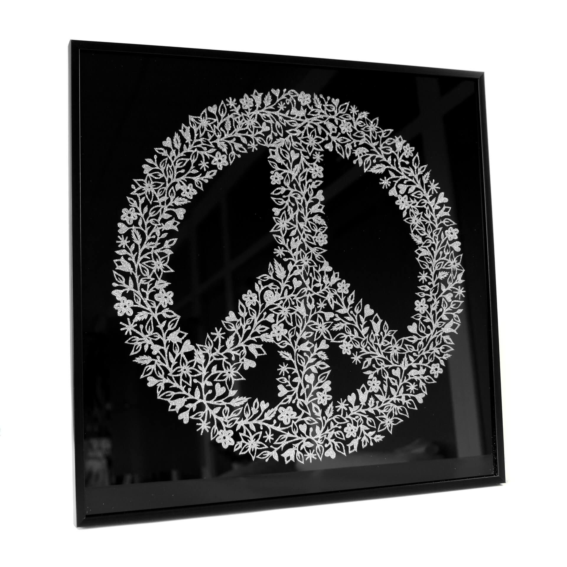 Wanddecoratie Peace Sign - zilver glitter