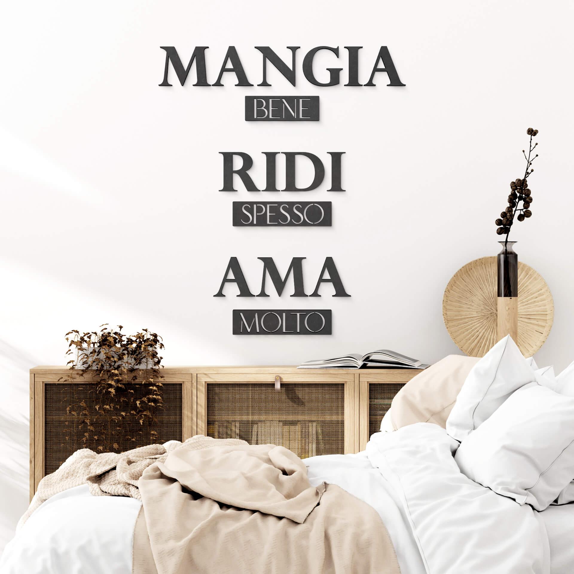 MDF Decoratie Mangia bene, Ridi spesso, Ama