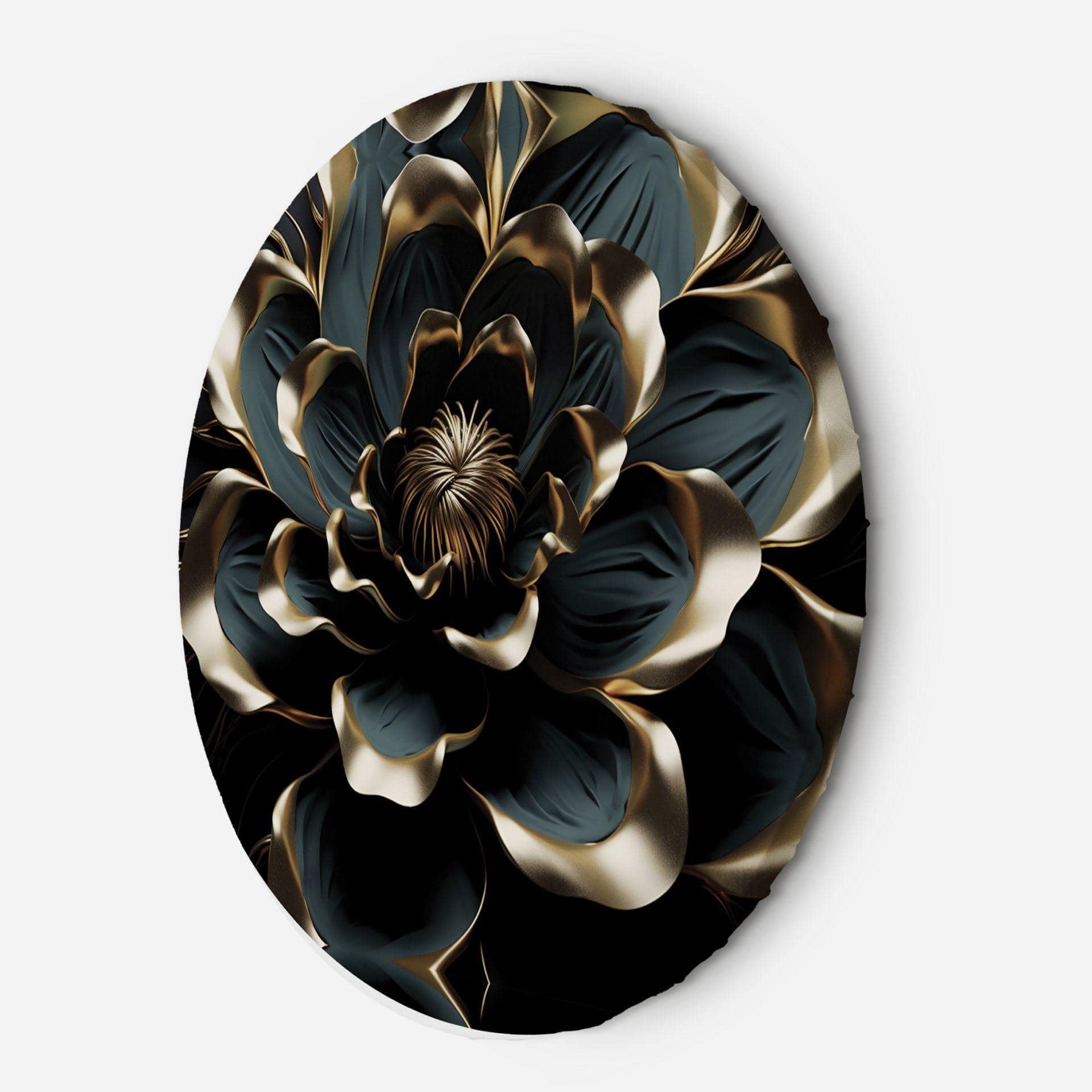 Rundt lærredsbillede 3D Lotusblomst Abstraktion AI