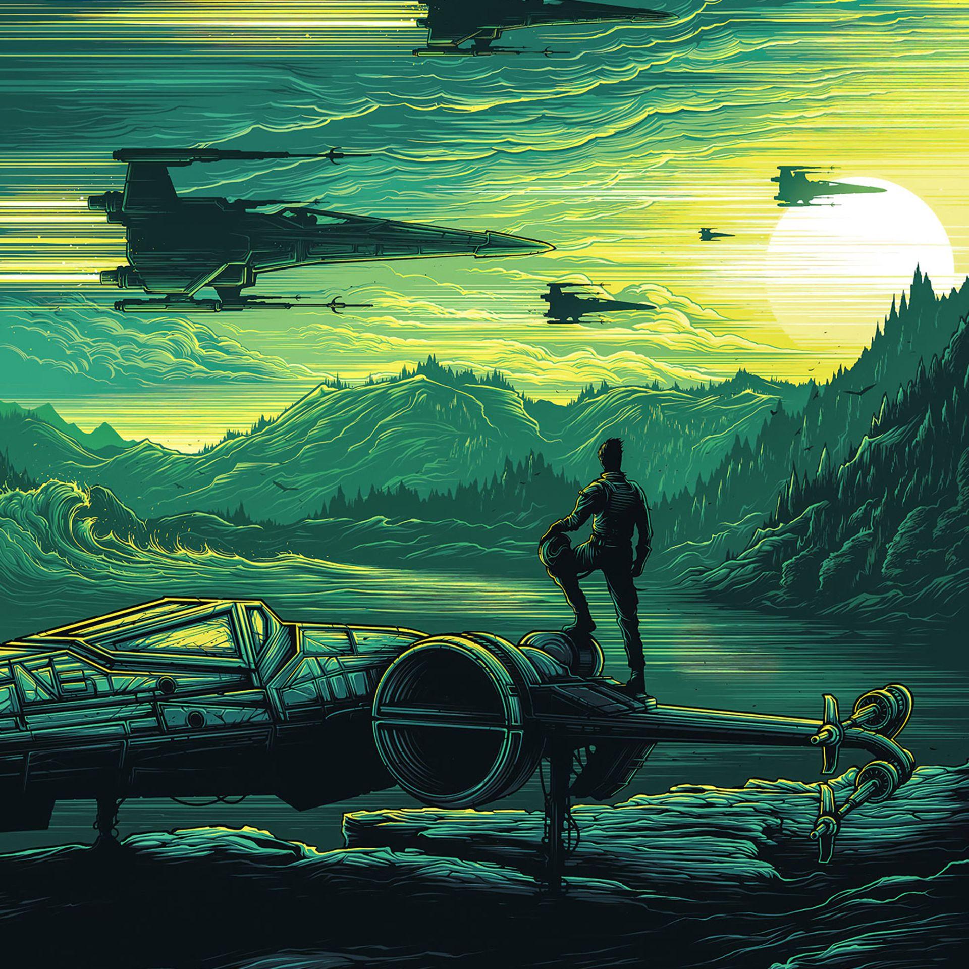Vlies Fototapete - Star Wars X-Wing Assault Takodana - 200 x 280 cm