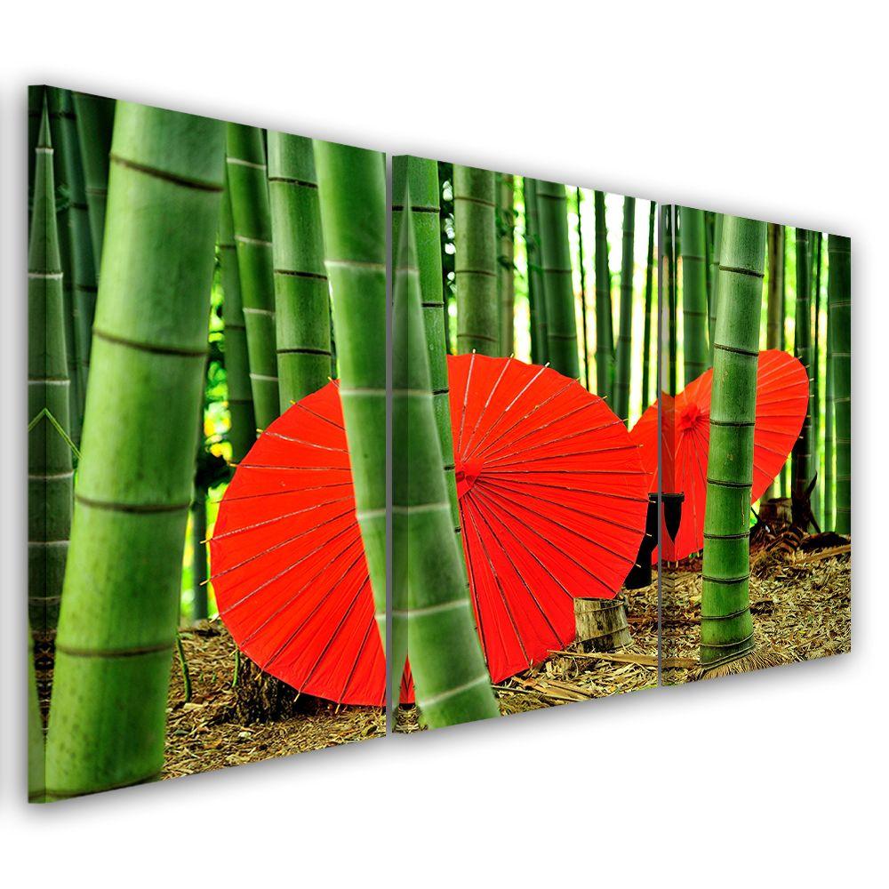 3 stykke lærred print Japan bambus paraplyer