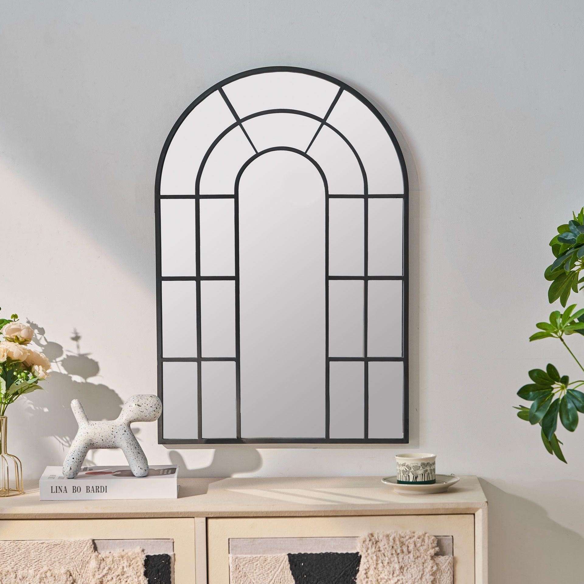 Wandspiegel schwarz Fensteroptik Bogen - New York - 50x75 cm