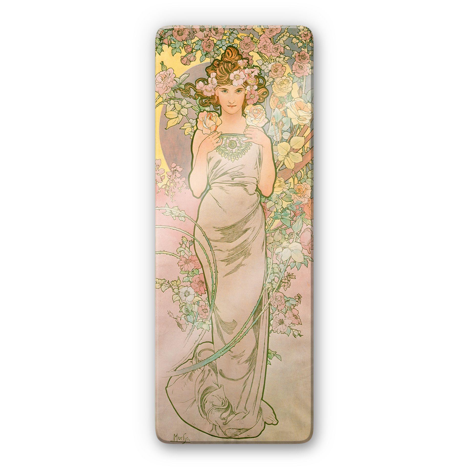 Glasbillede - Mucha - Blomsterne: Rose