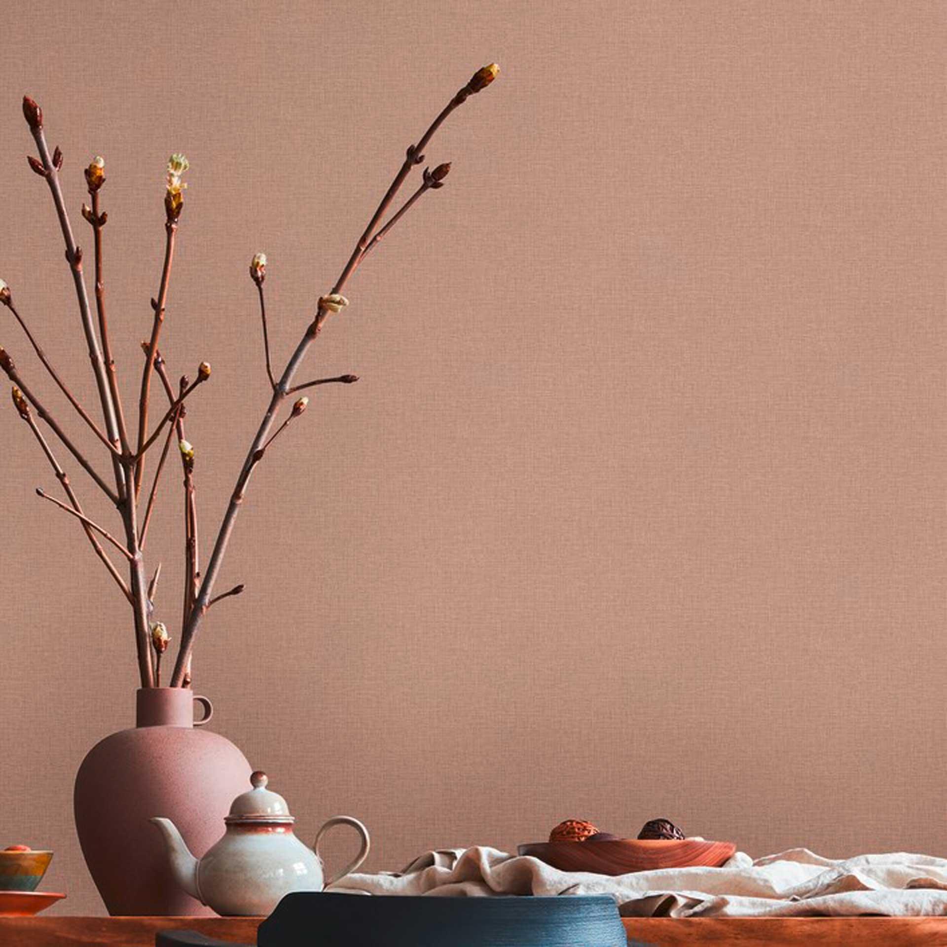 Almindeligt tapet brun - tekstureret stof tapet designer