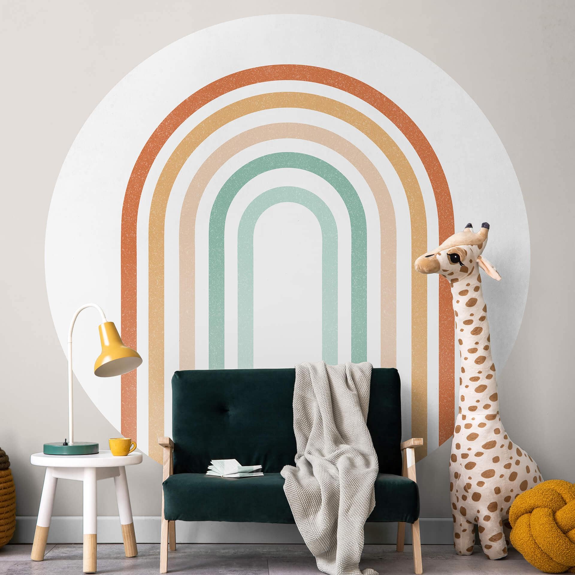 Fotomural de habitación infantil - arco iris boho - redondo - Papel pintado autoadhesivo/no tejido