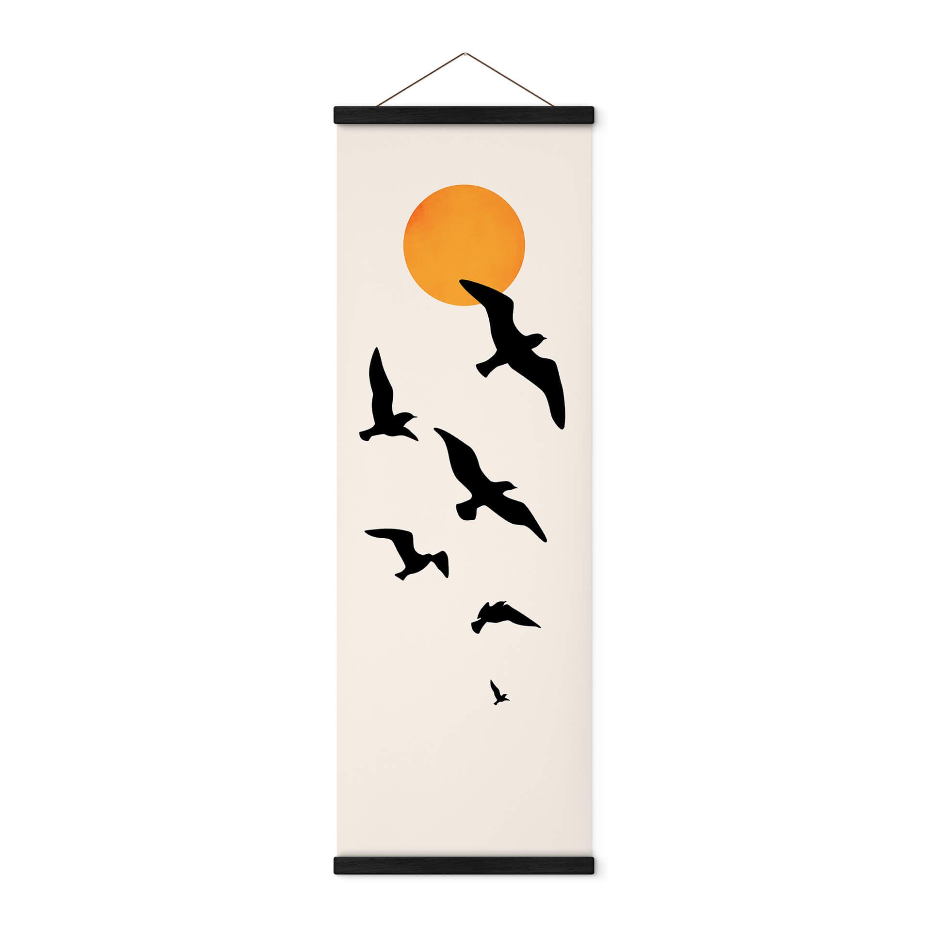 Póster de tela Aves migratorias camino del sur Panorama - Kubistika