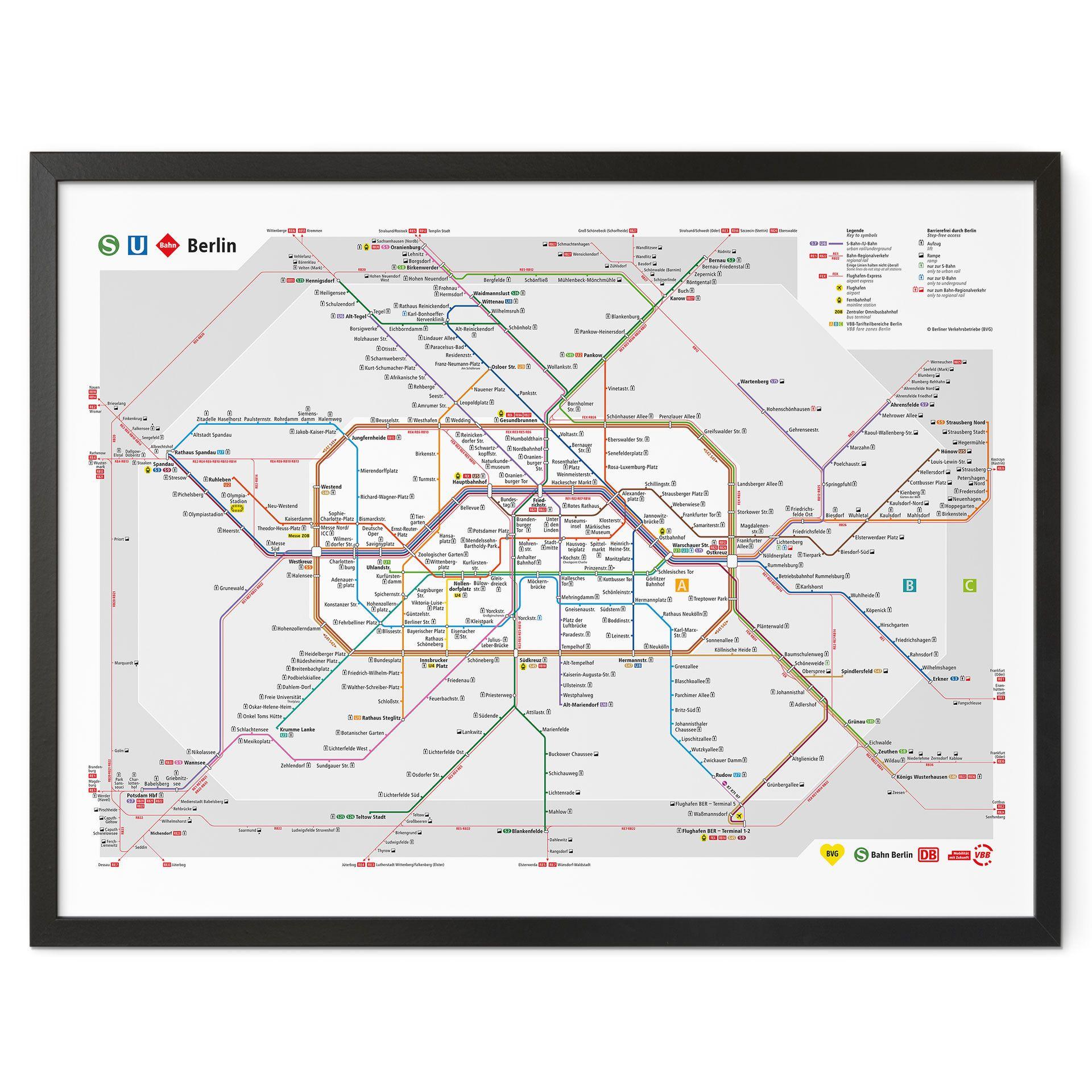 Poster BVG Berlin - Plan de métro de Berlin