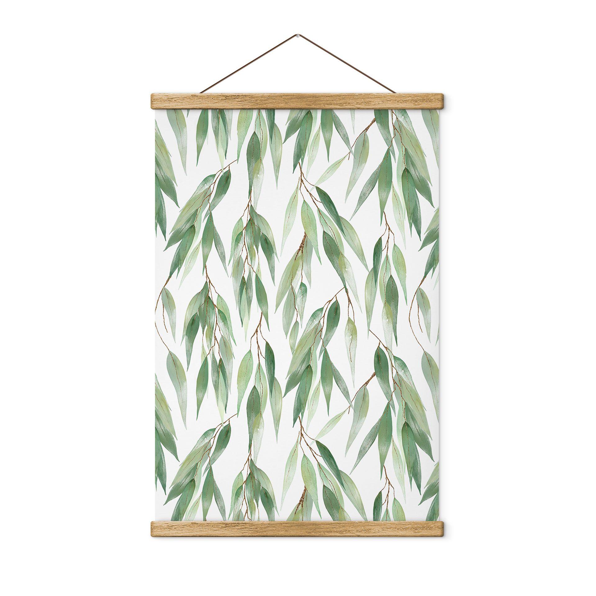 Póster de tela ramas con hojas verdes - UN Designs