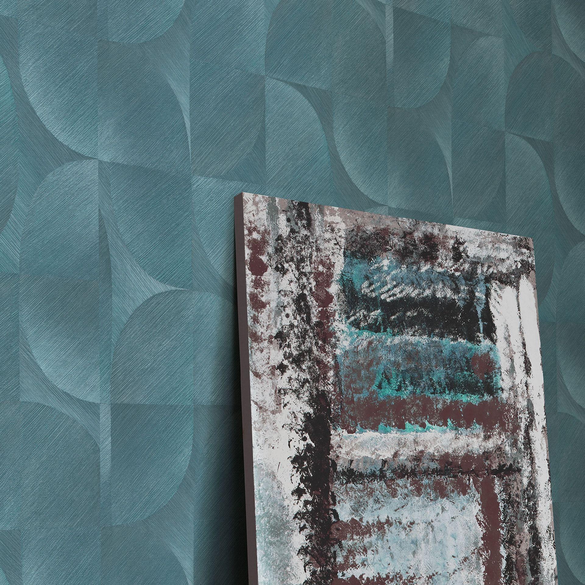 3D-tapet, retro-mønstret tapet, Erismann Martinique turkis non-woven tapet