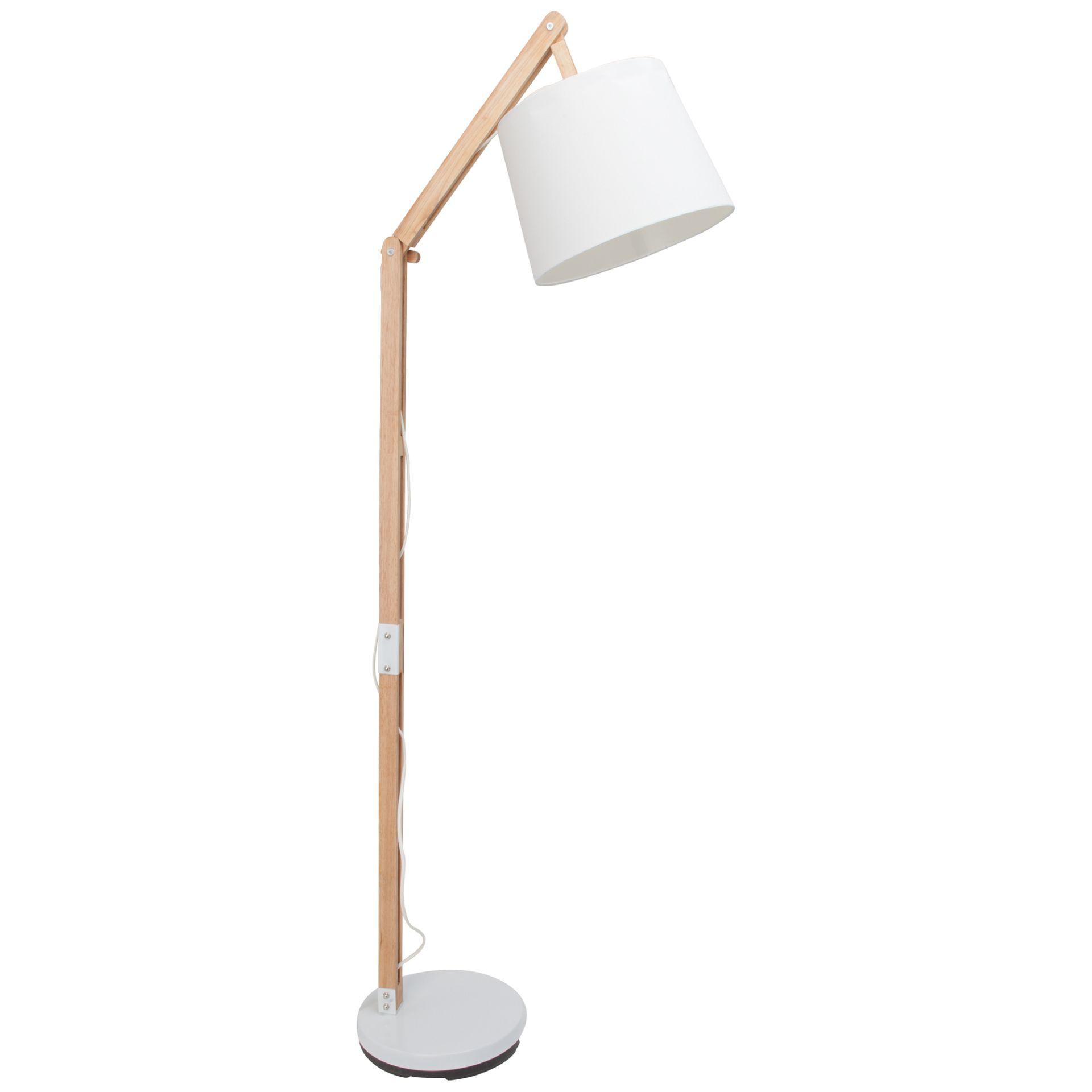 Stehleuchte Diego, beige, 163 x 80 cm, Holz Stehlampe, dimmbar