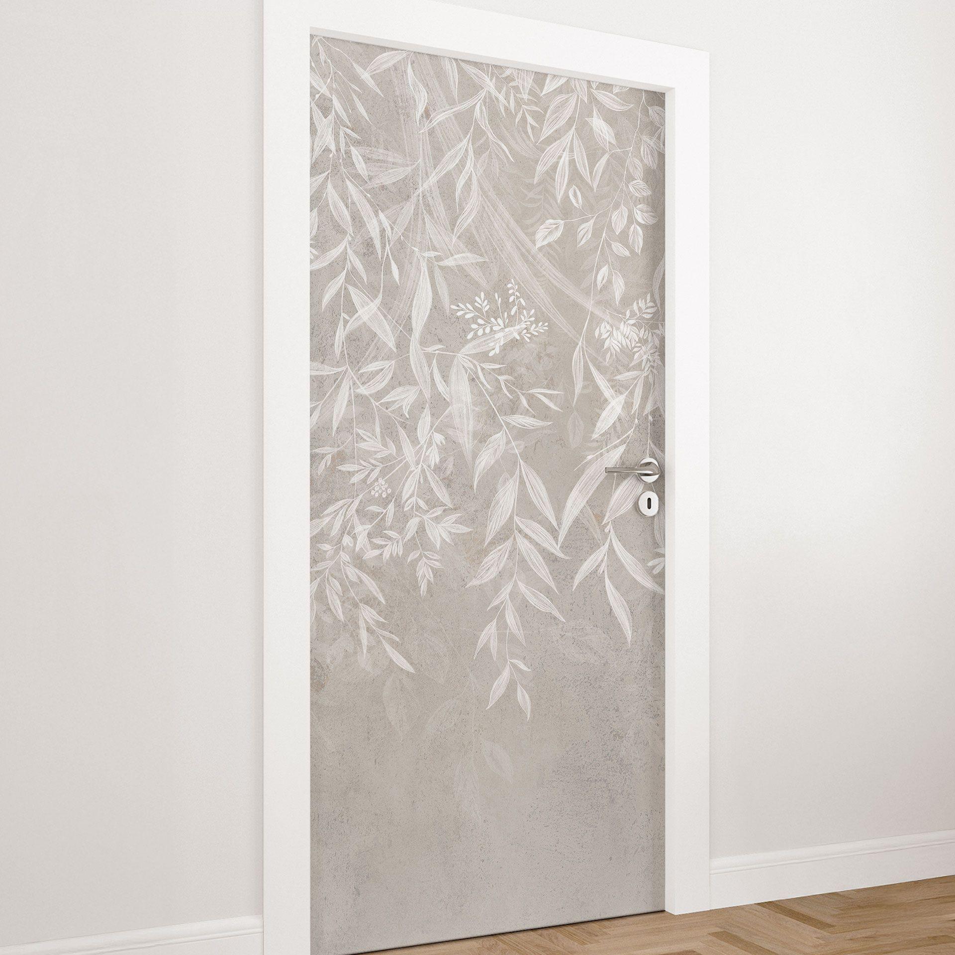 Deurfolie Elegante wilgentakken in beige - Ms Tiff - Zelfklevende deurdecoratie