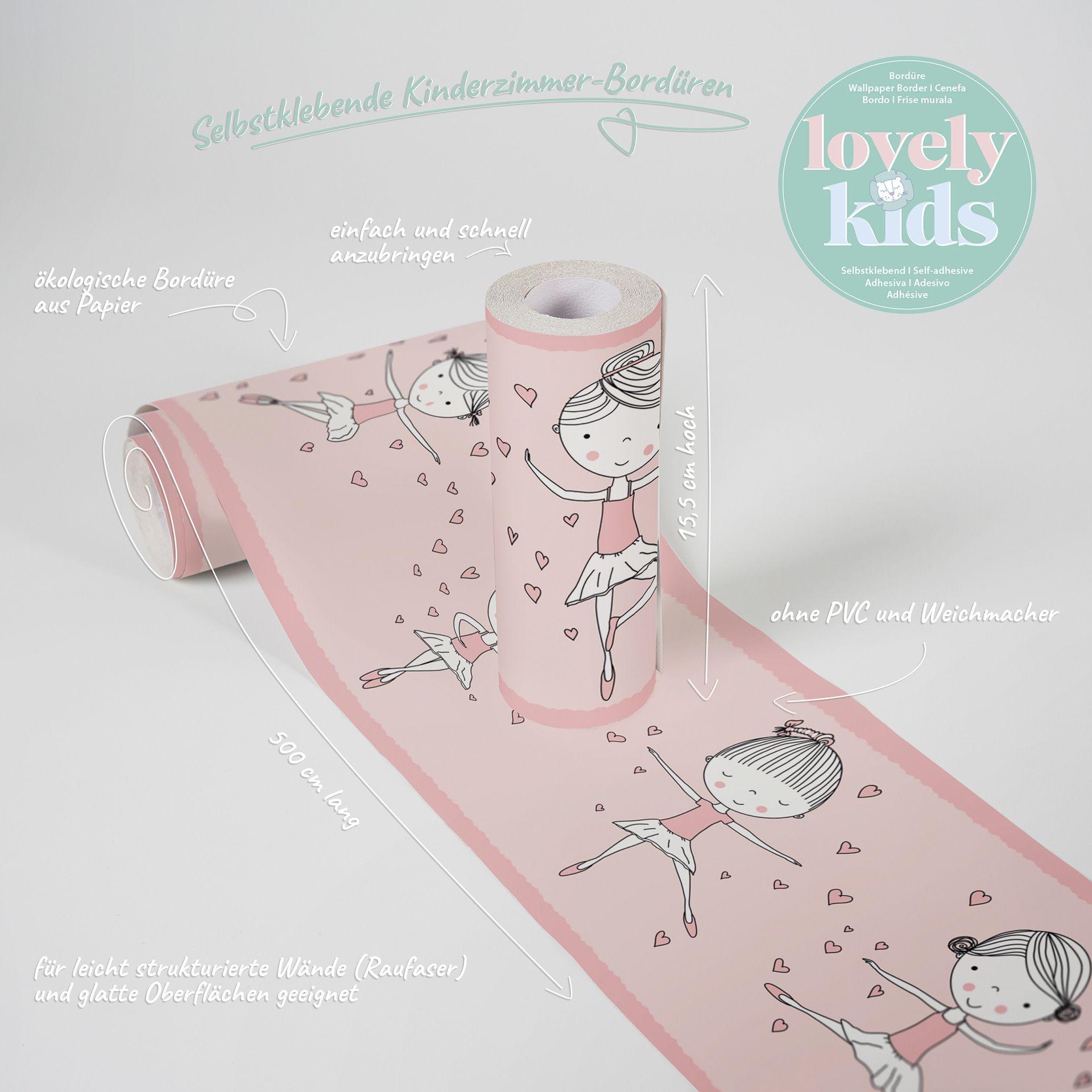 A.S. Création Lovely Kids Frise autocollante enfant - Rosé