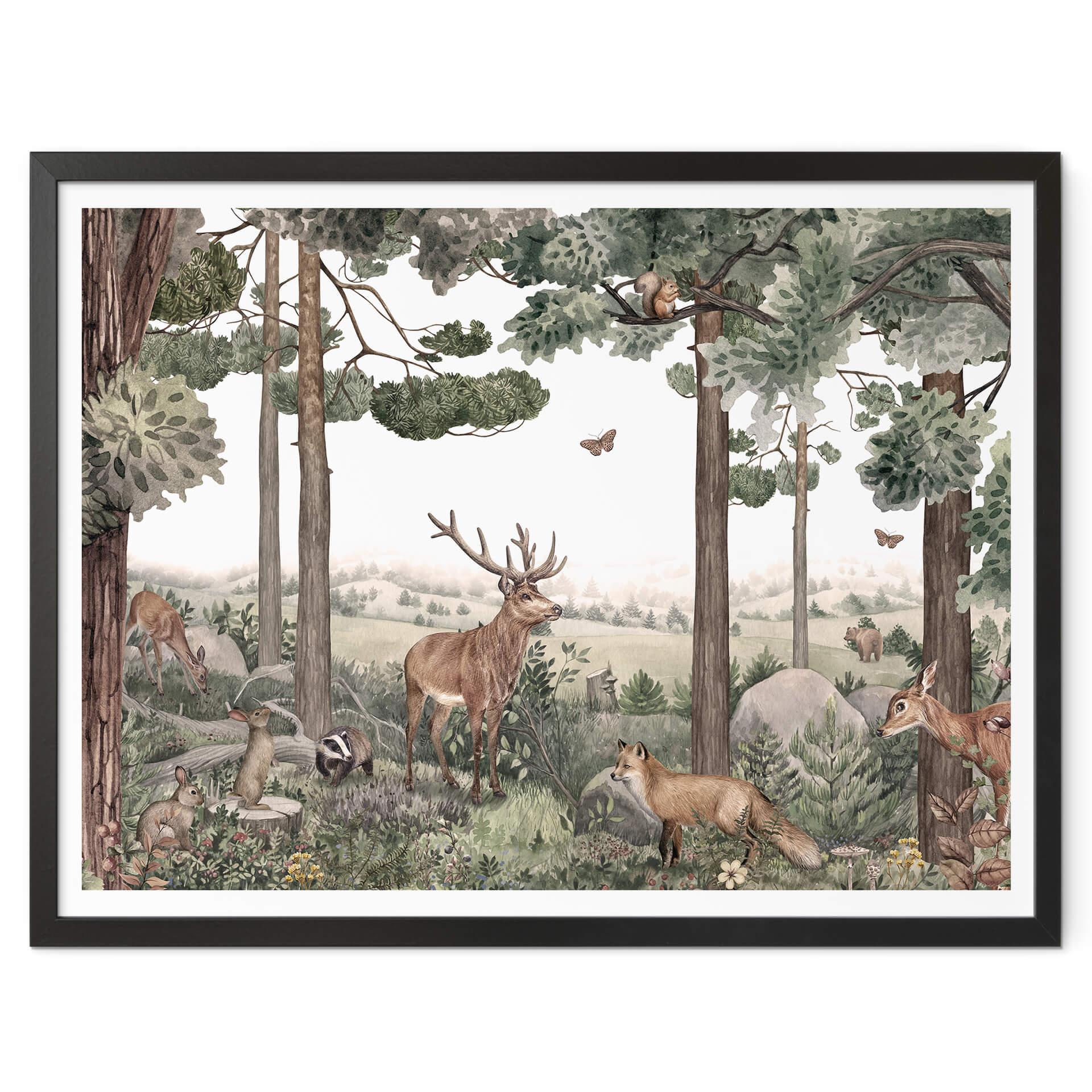 Póster Kikki Belle - Animales autóctonos en el bosque