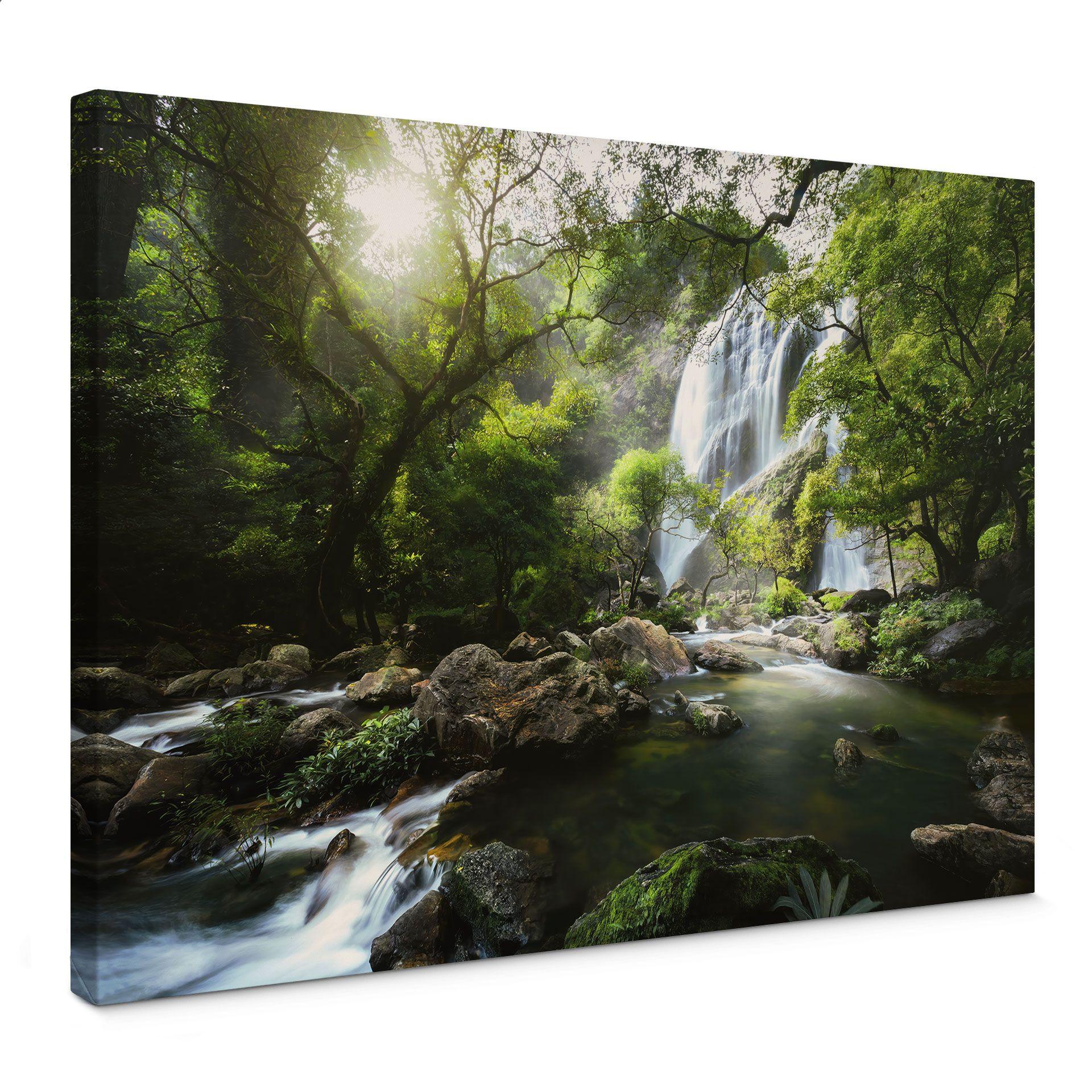 Cuadro lienzo cascada en el bosque - Fotografía de naturaleza - Foto