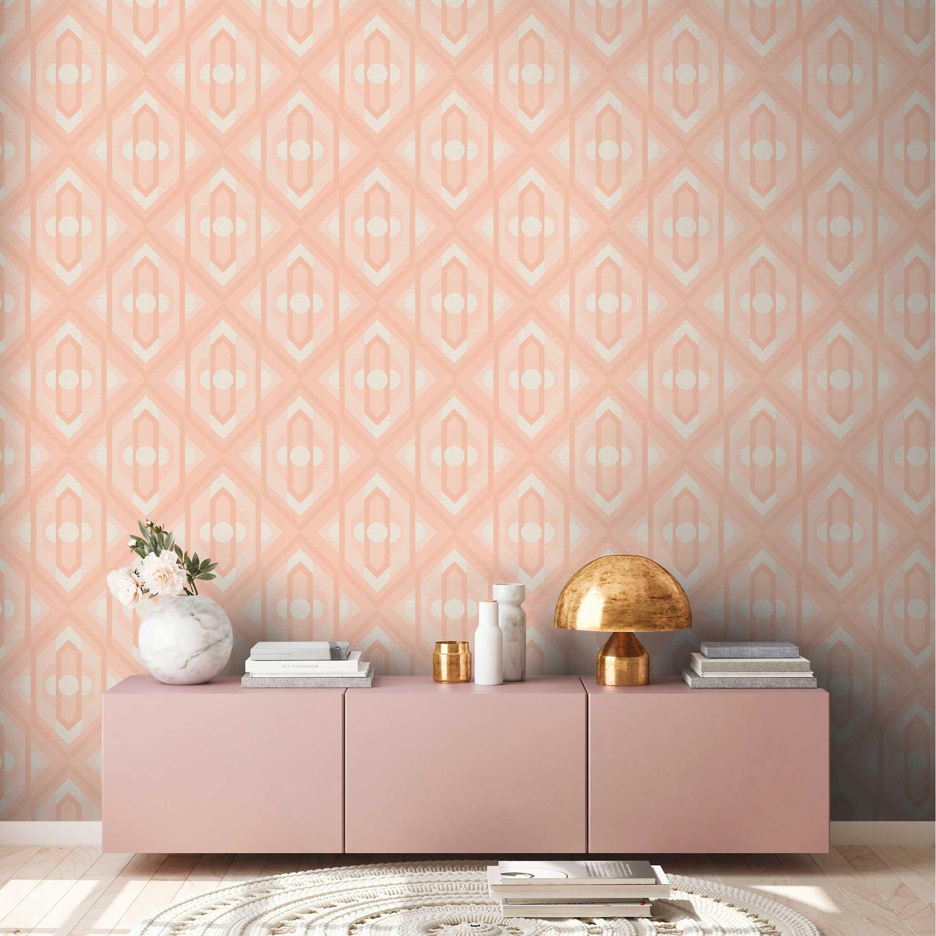 Ikke-vævet tapet retrostil beige creme - tapet med abstrakt mønster - vintage tapet