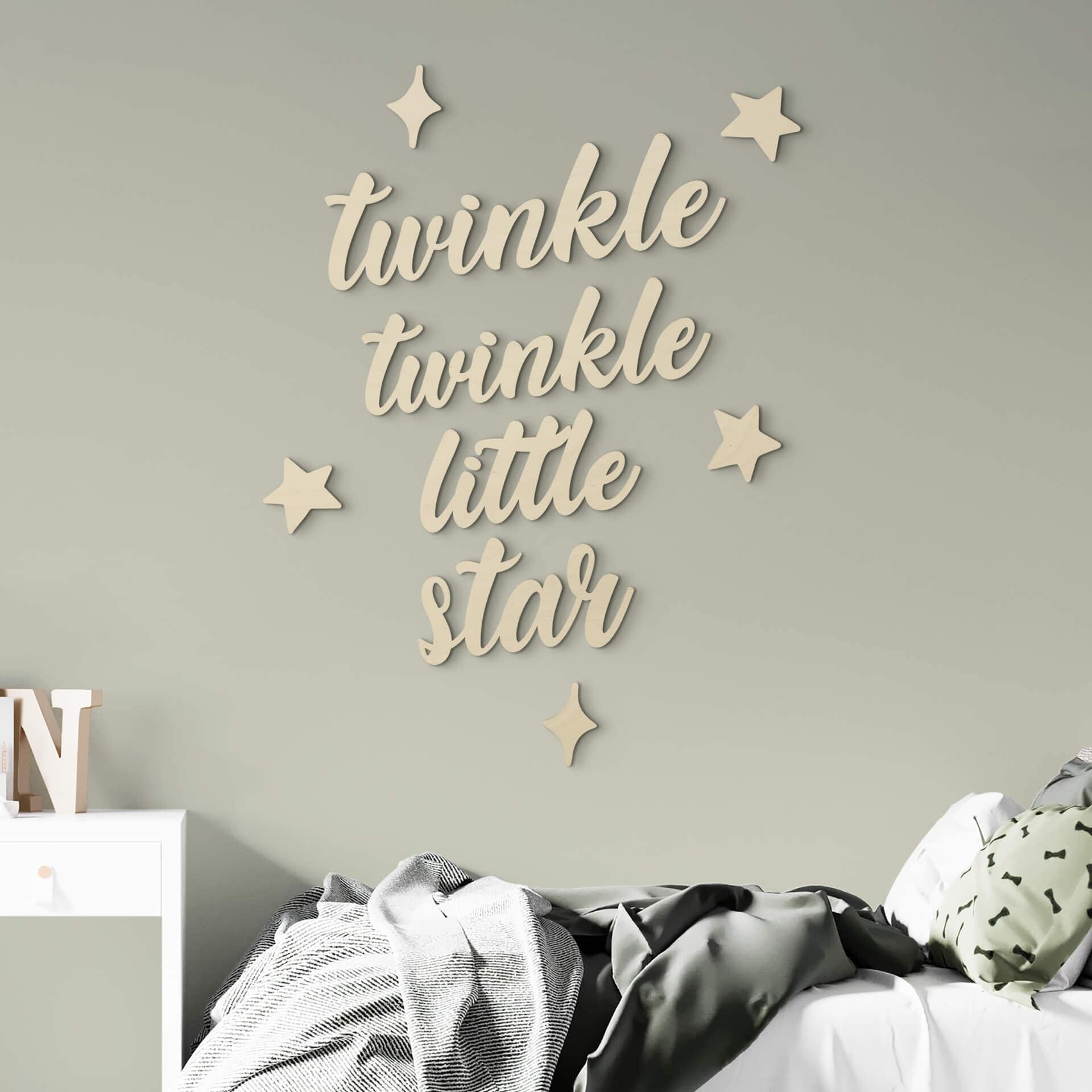 Decoración en madera de refrán - Twinkle twinkle little star - Habitación infantil - Álamo