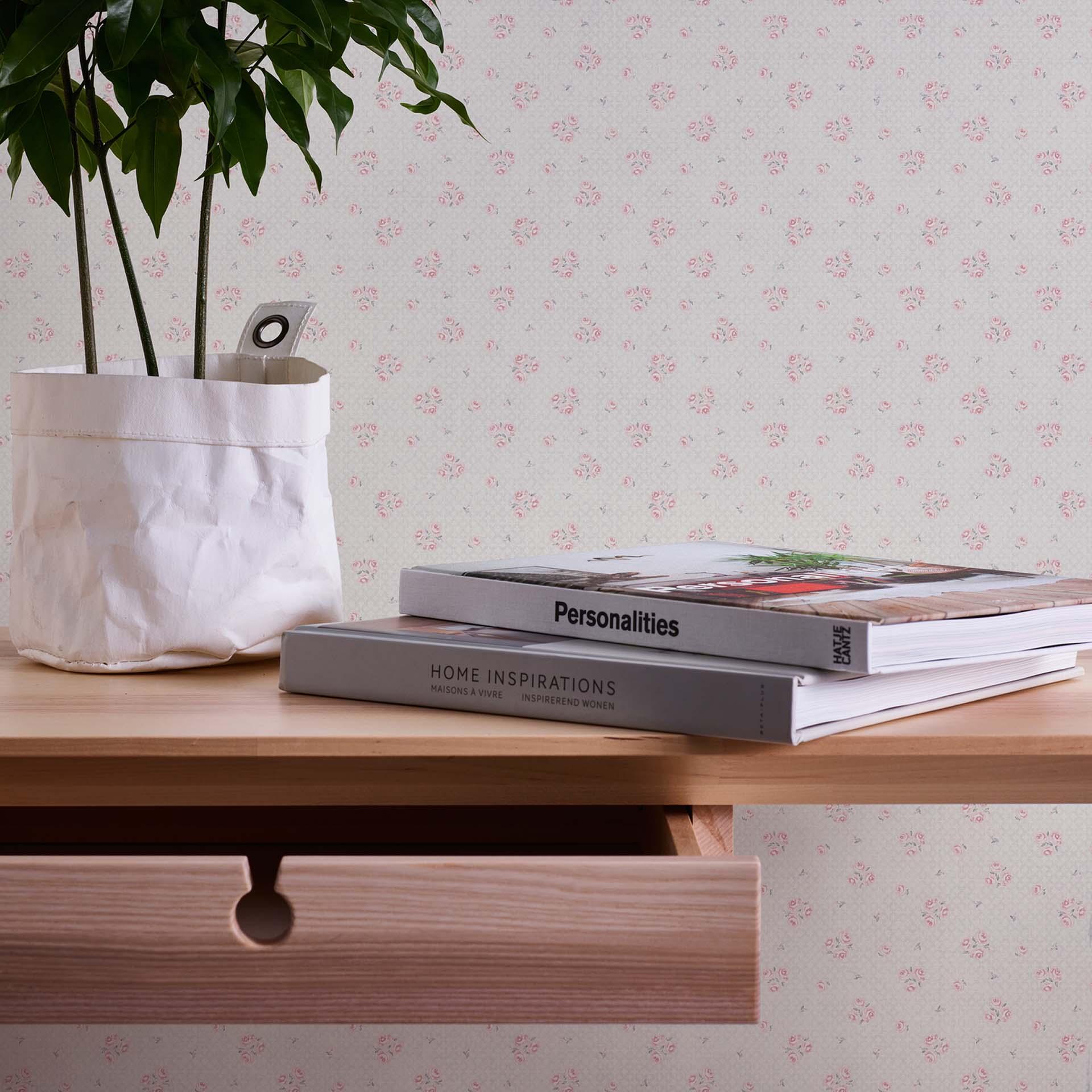 Papel pintado Floral gris rojizo - papel pintado no tejido Casa de campo A.S. Création - mate y ligeramente texturado