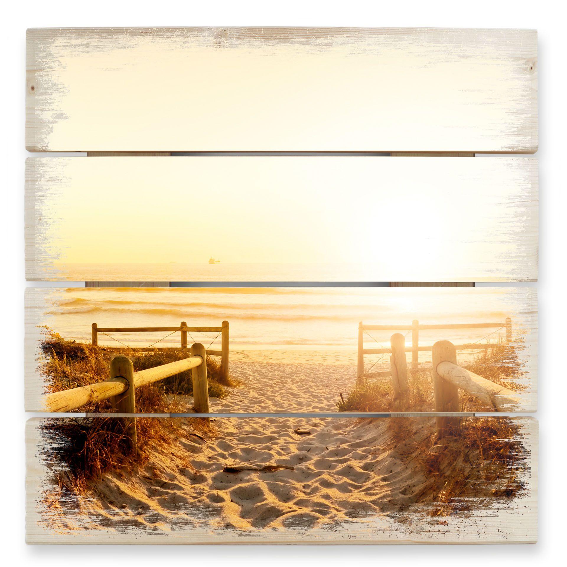 Cuadro de madera Atardecer en la playa - 40x41,5 cm