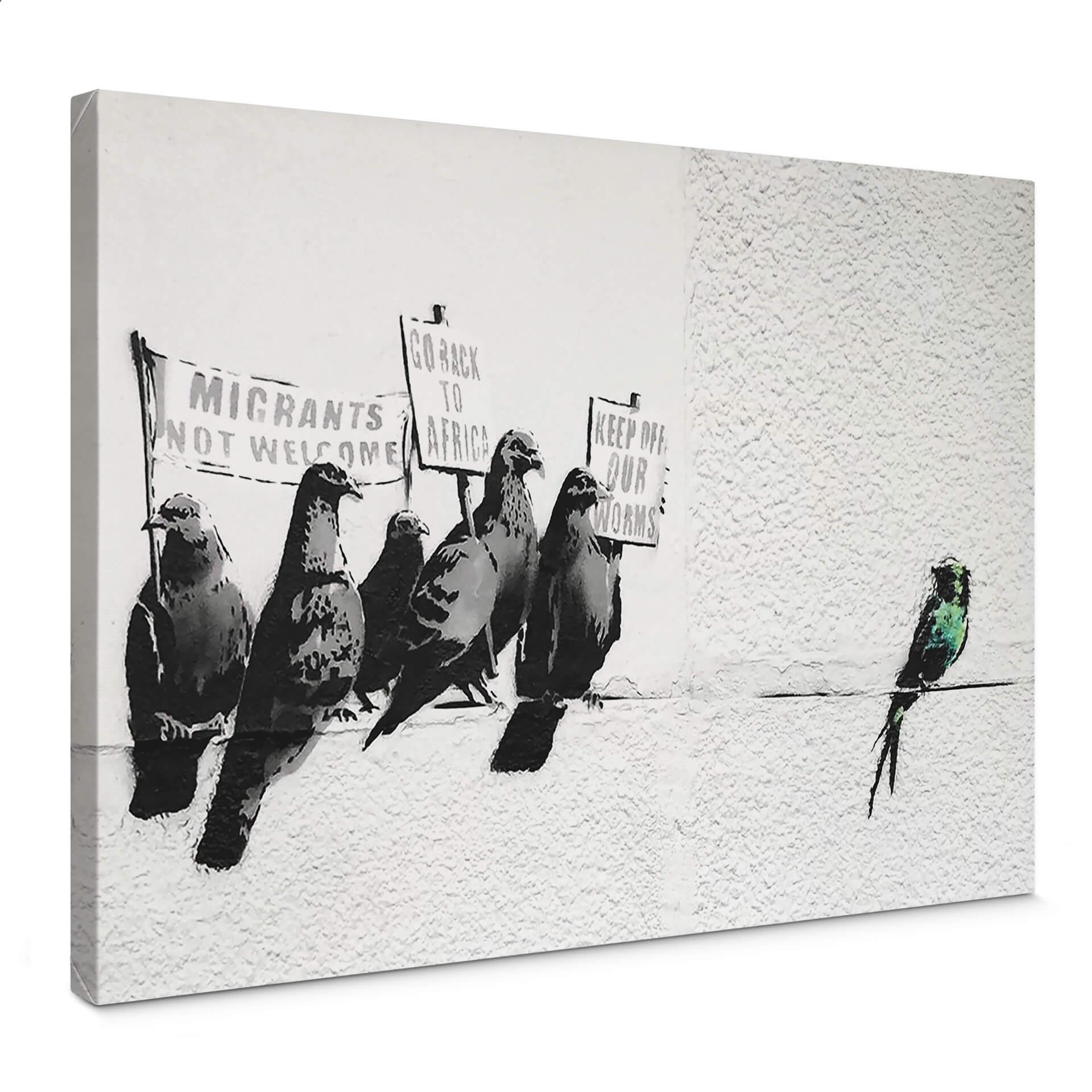 Canvasbillede Banksy - Protesting Birds