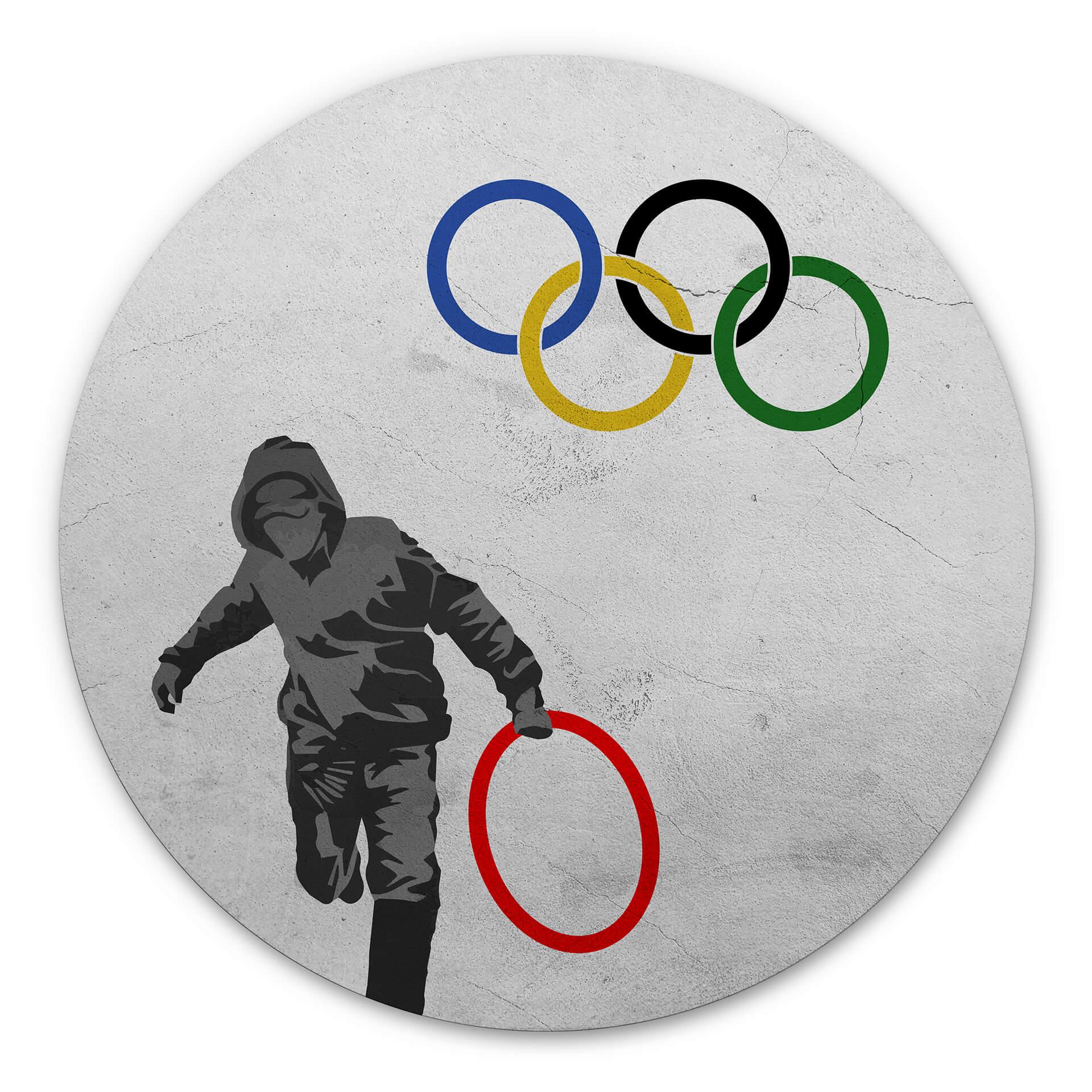 Tableau sur alu-Dibond rond Banksy - Les jeux olympiques