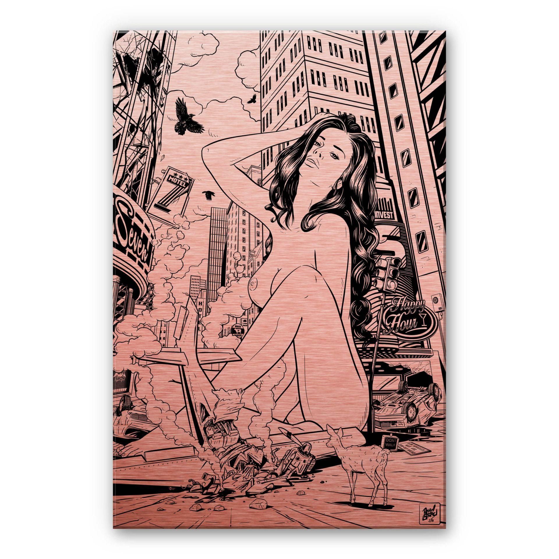 Alu-Dibond Koper Drawstore – Pin Up Plane Crash