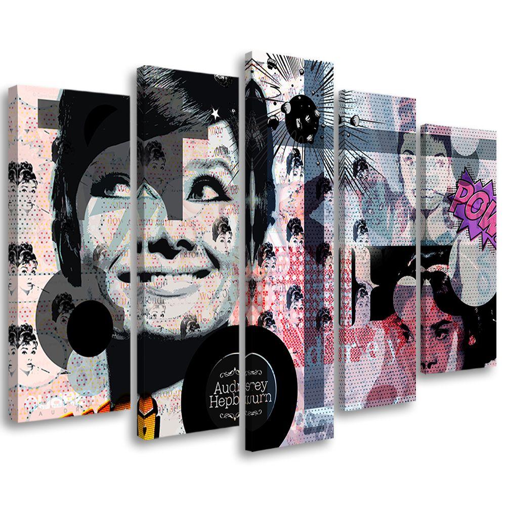 5 stykke lærredstryk, Audrey Hepburn skuespillerinde