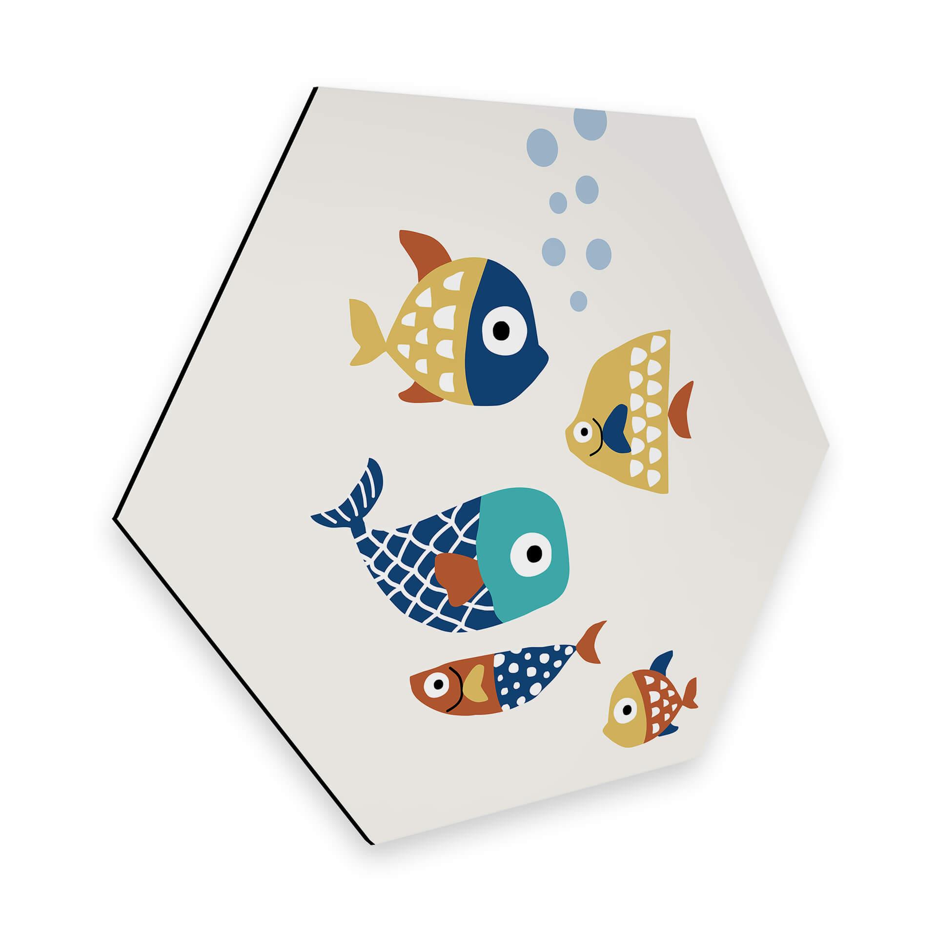 Hexagon Dibond Kubistika - Colorful Fish