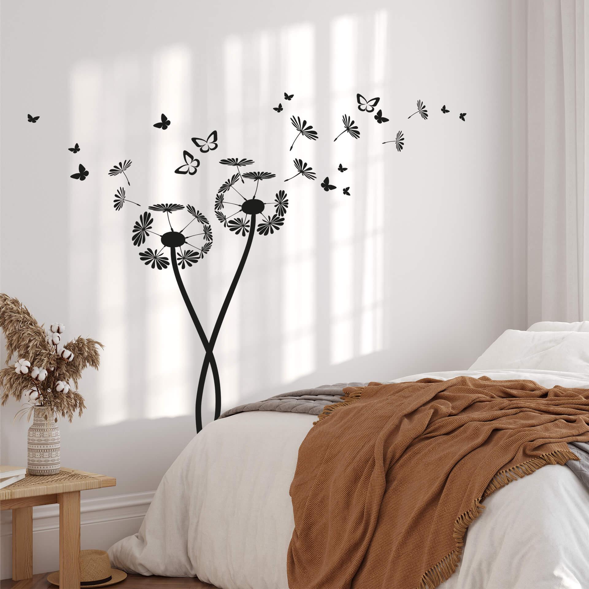 Wallstickers - Mælkebøtte med sommerfugle