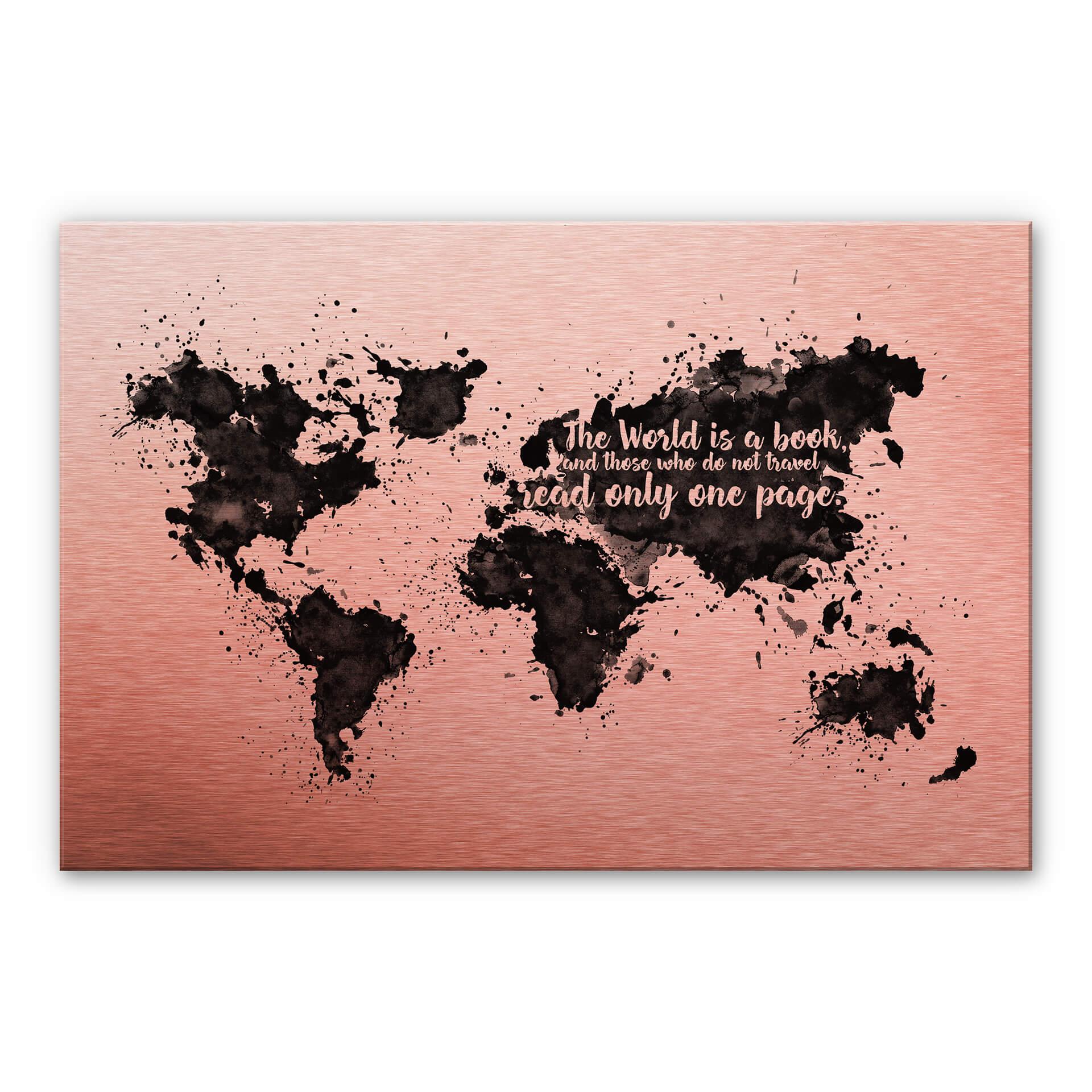 Tableau en alu-Dibond - Effet cuivre - The World is a book