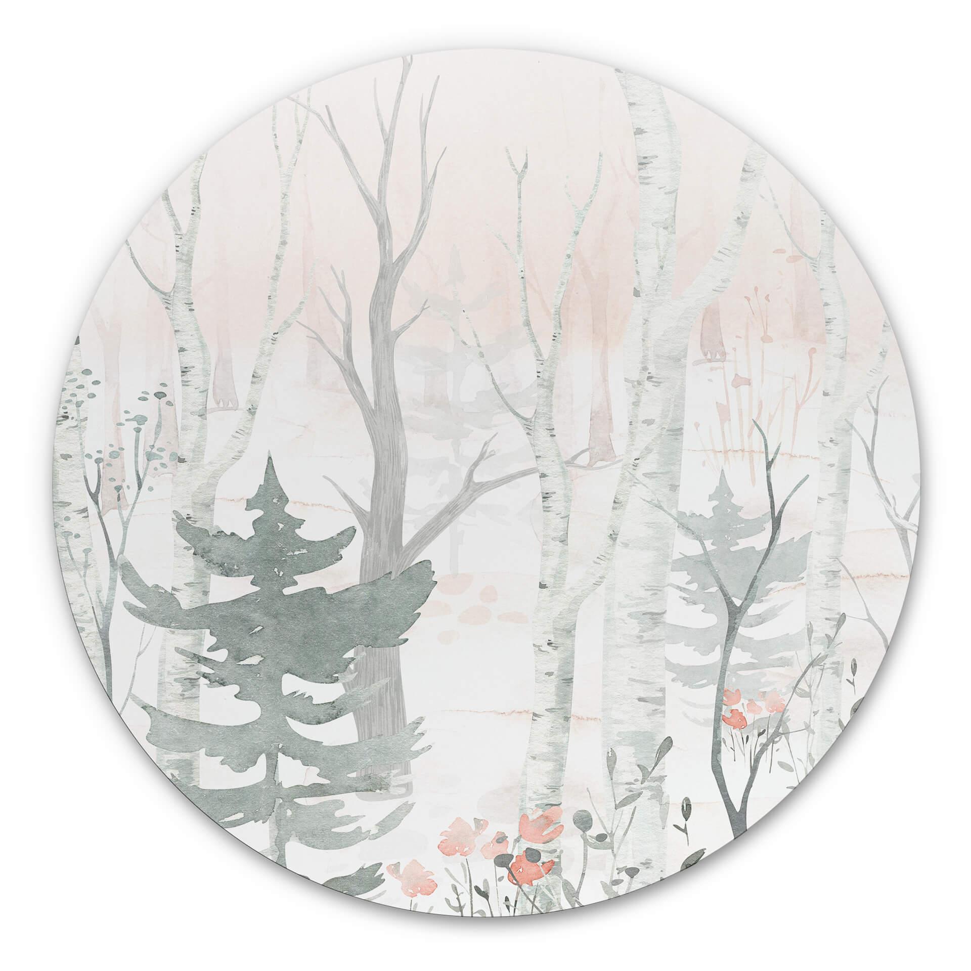 Tableau en alu-Dibond Kvilis - Dans la forêt - Rond