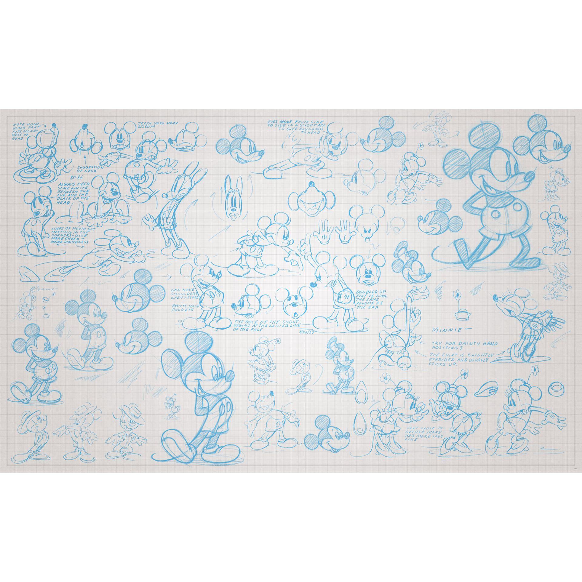 Tapet - Mickey Sketches - 400 x 250 cm
