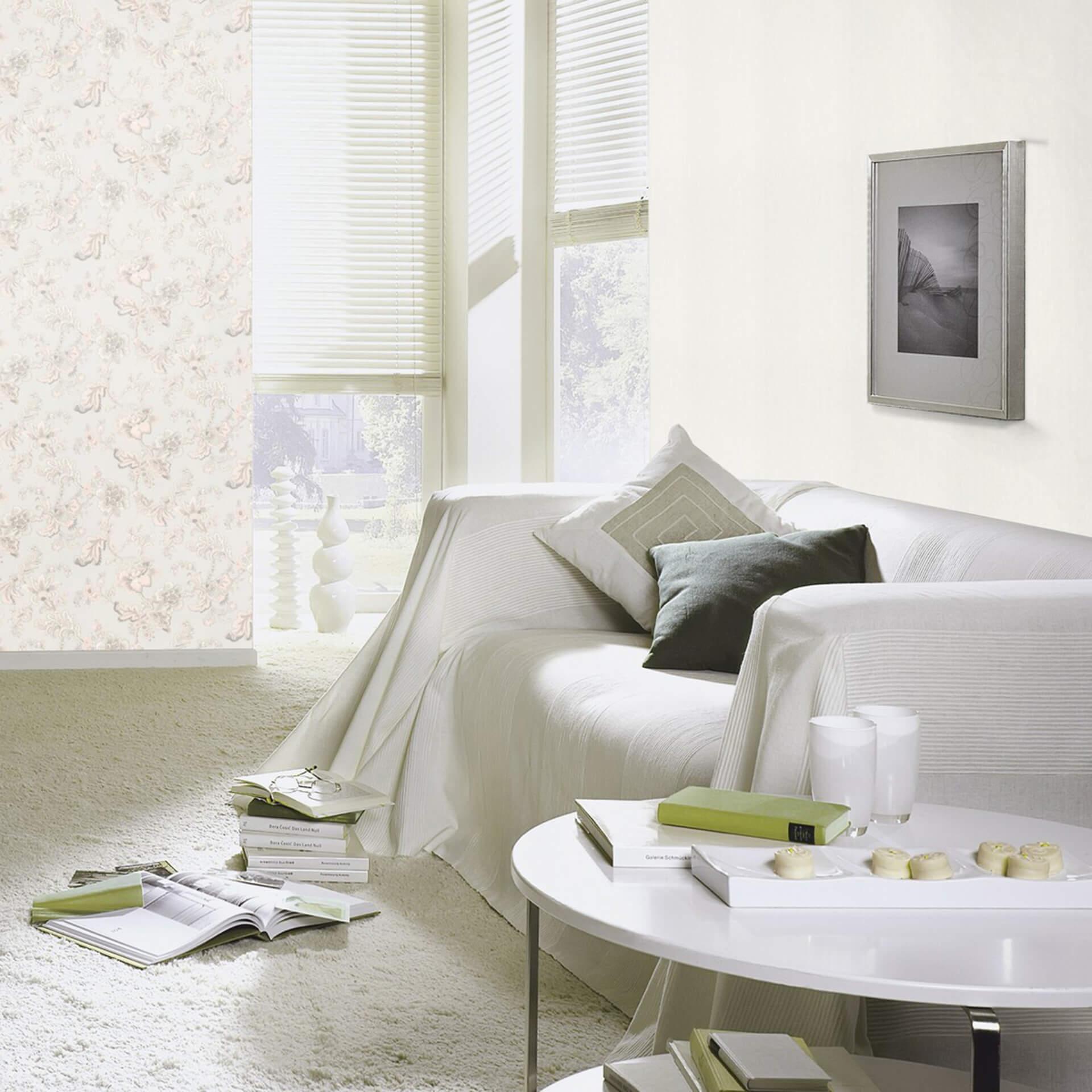 Rasch papier peint intissé, papier peint uni Sophia blanc cassé