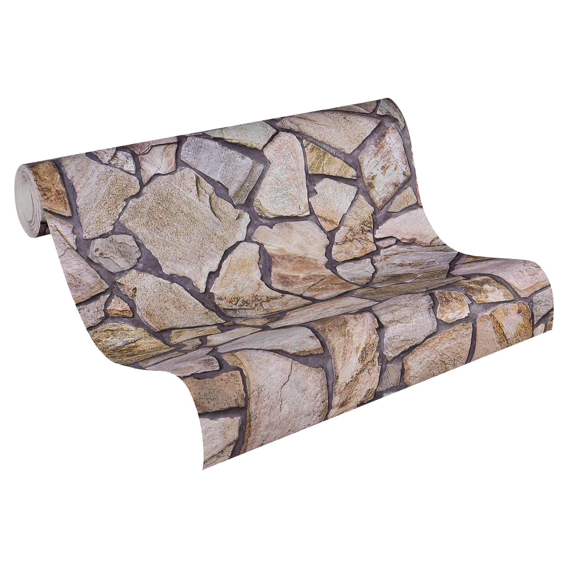 A.S. Création Tapet Wood'n Stone Beige, Brun, Grå