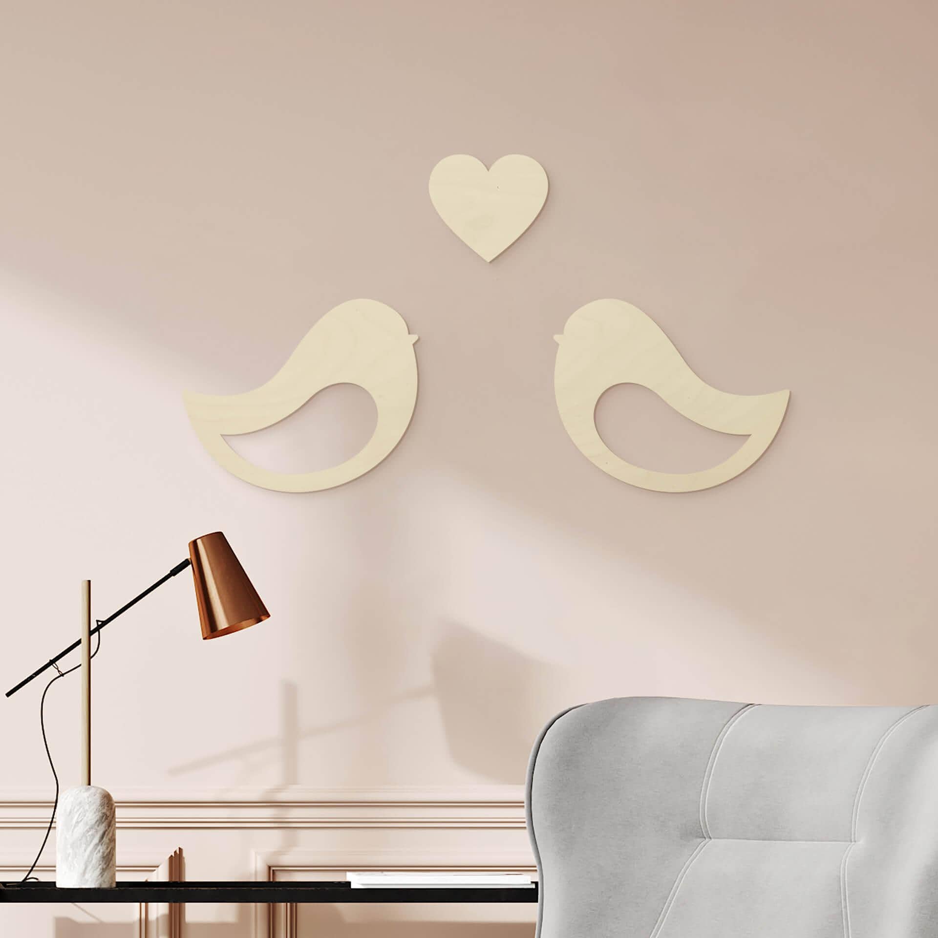 Décoration en bois - Couple d'animaux - Placage de peuplier