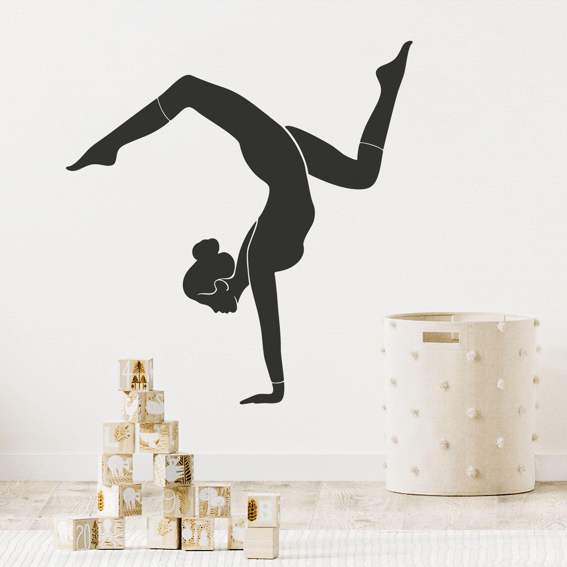 Wallsticker yoga håndstand silhuet ensfarvet