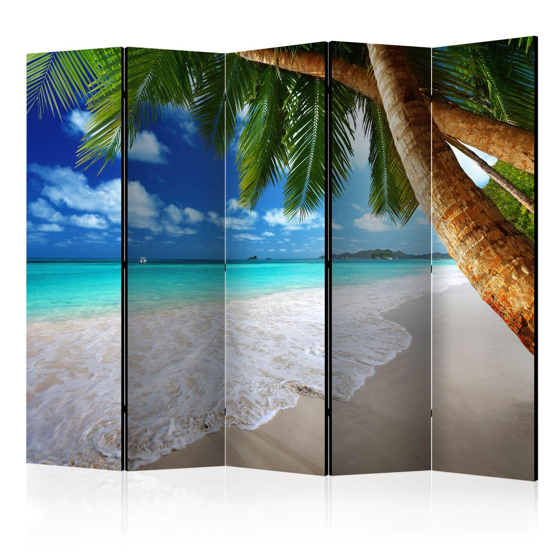 Skærm til rumdeling - Tropical island , 5-delt - 225x172 cm