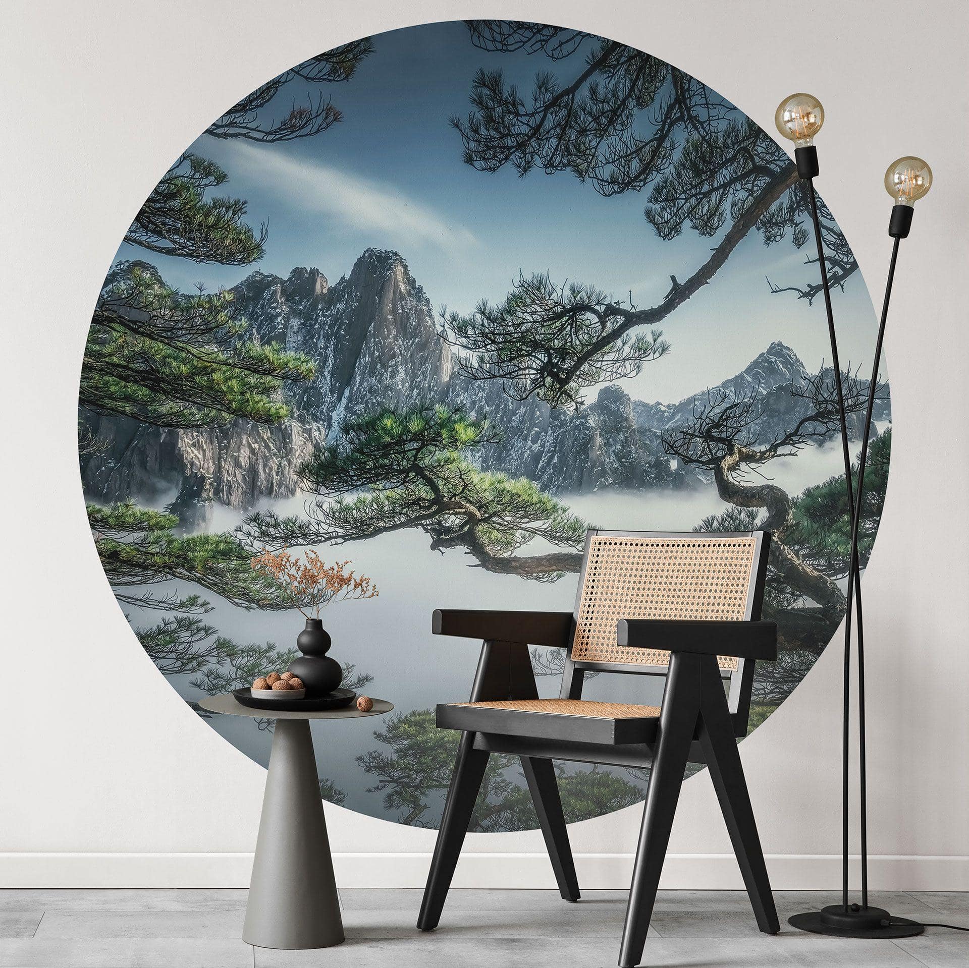 Fototapet fyrreskov i Huang Shan-bjergene - NingYun Ye - Round - vliesetapet/selvklæbende non-woven 