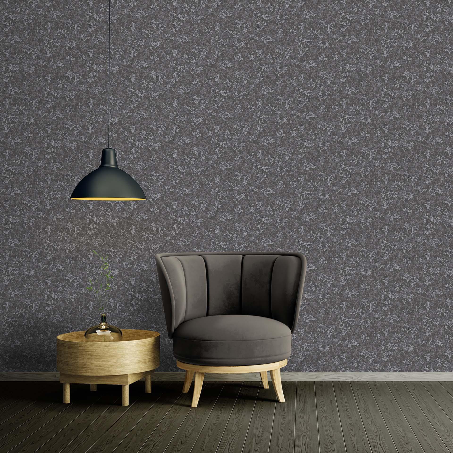 Blomstret tapet sort grå - non-woven tapet A.S. Création