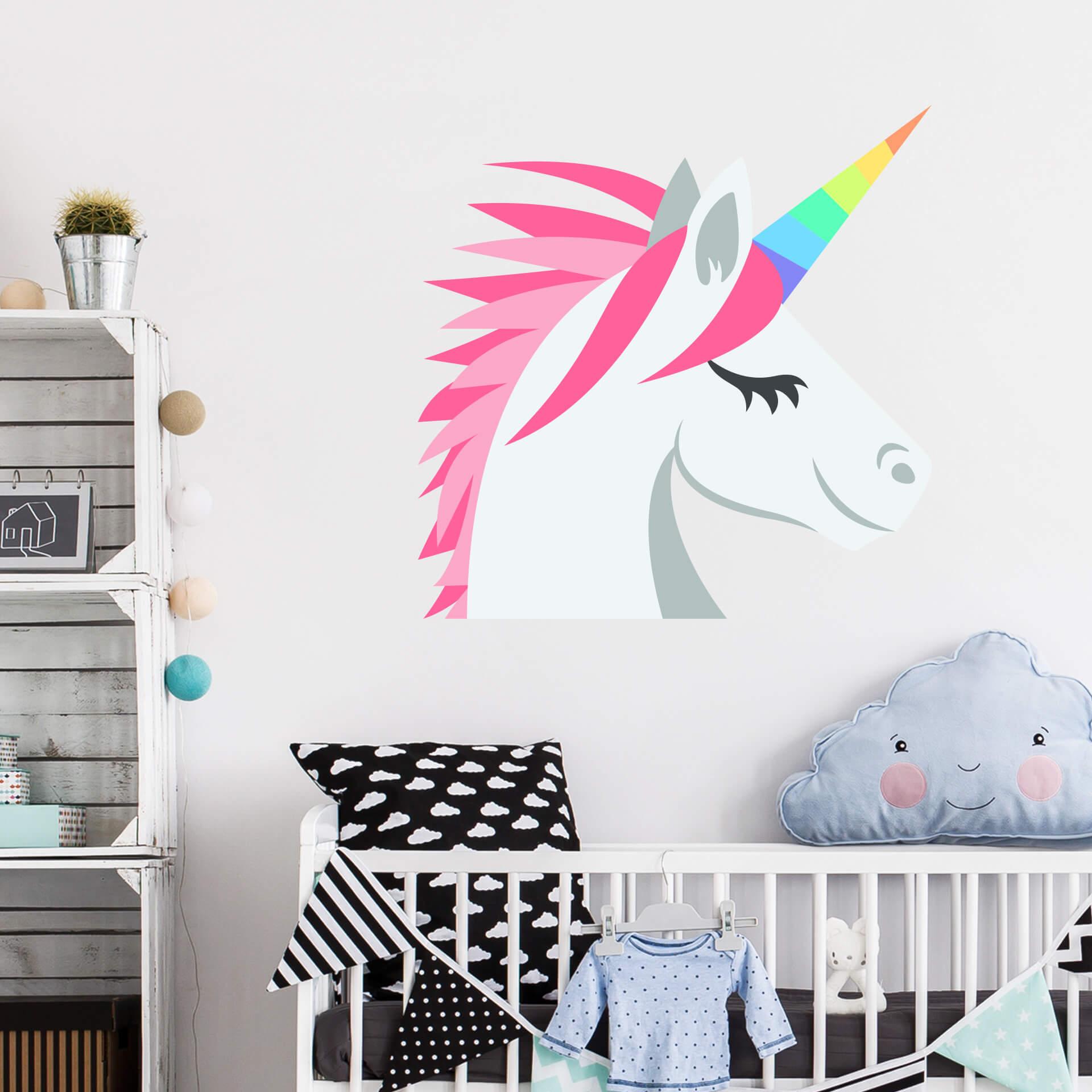 Muursticker Emoji Unicorn