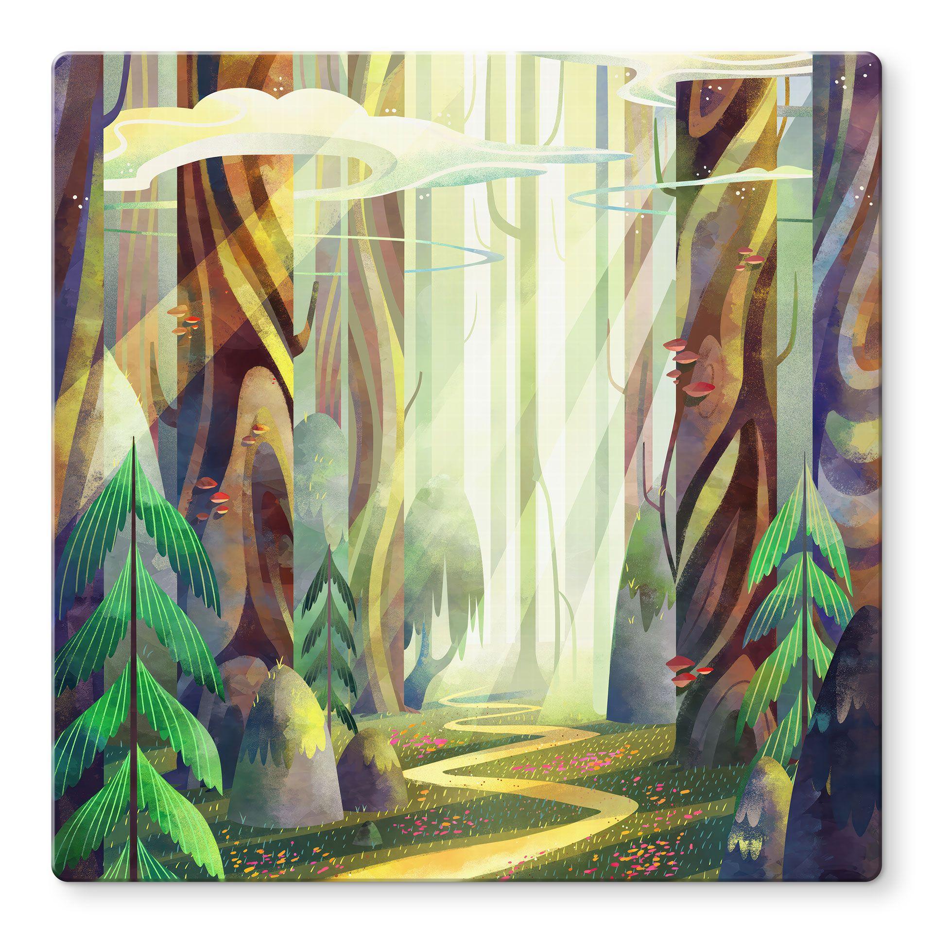 Glasbillede - Fortryllet skov i lyset - DigitalArtsi